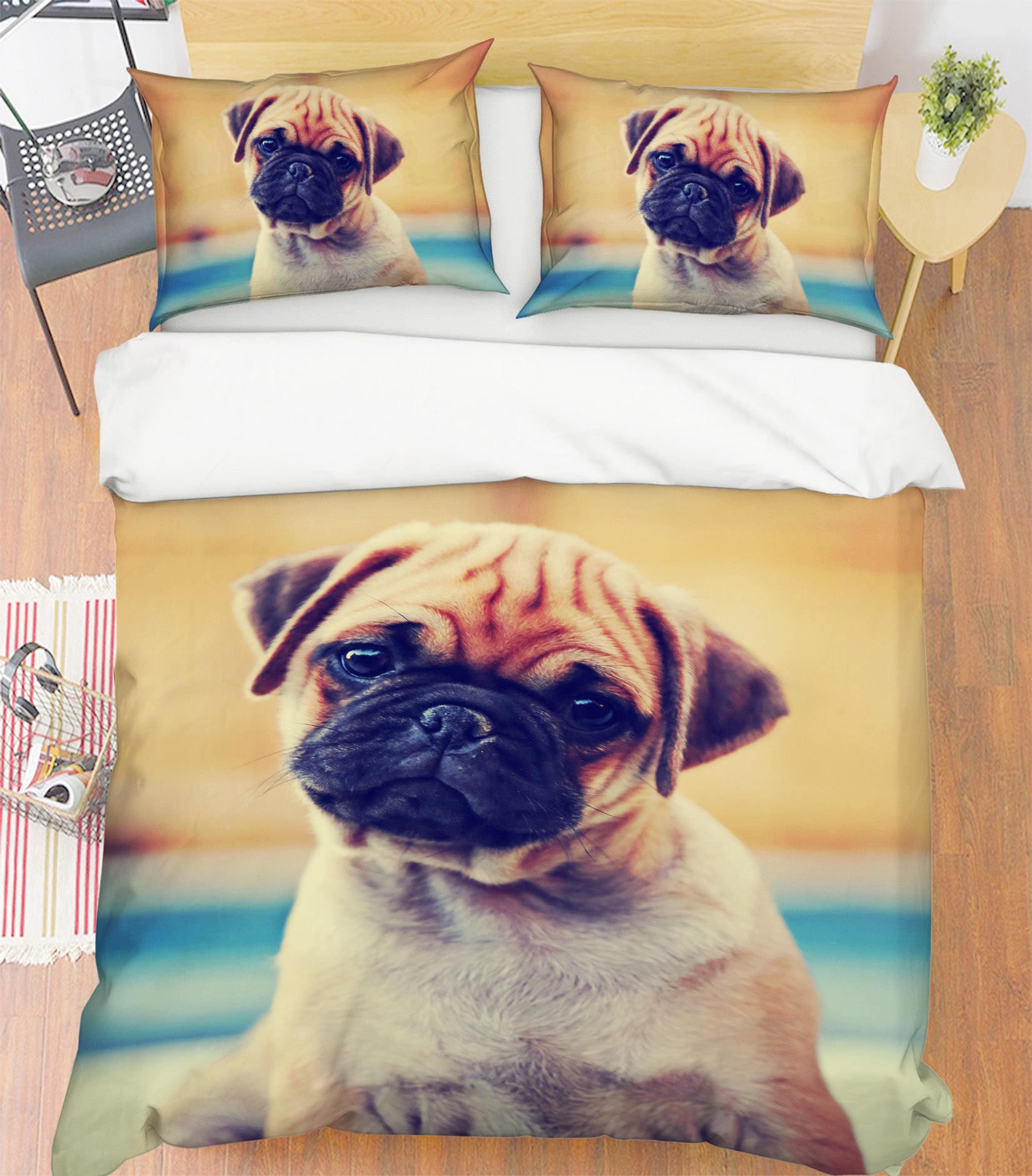 3D Pug Dog 15025 Bed Pillowcases Quilt