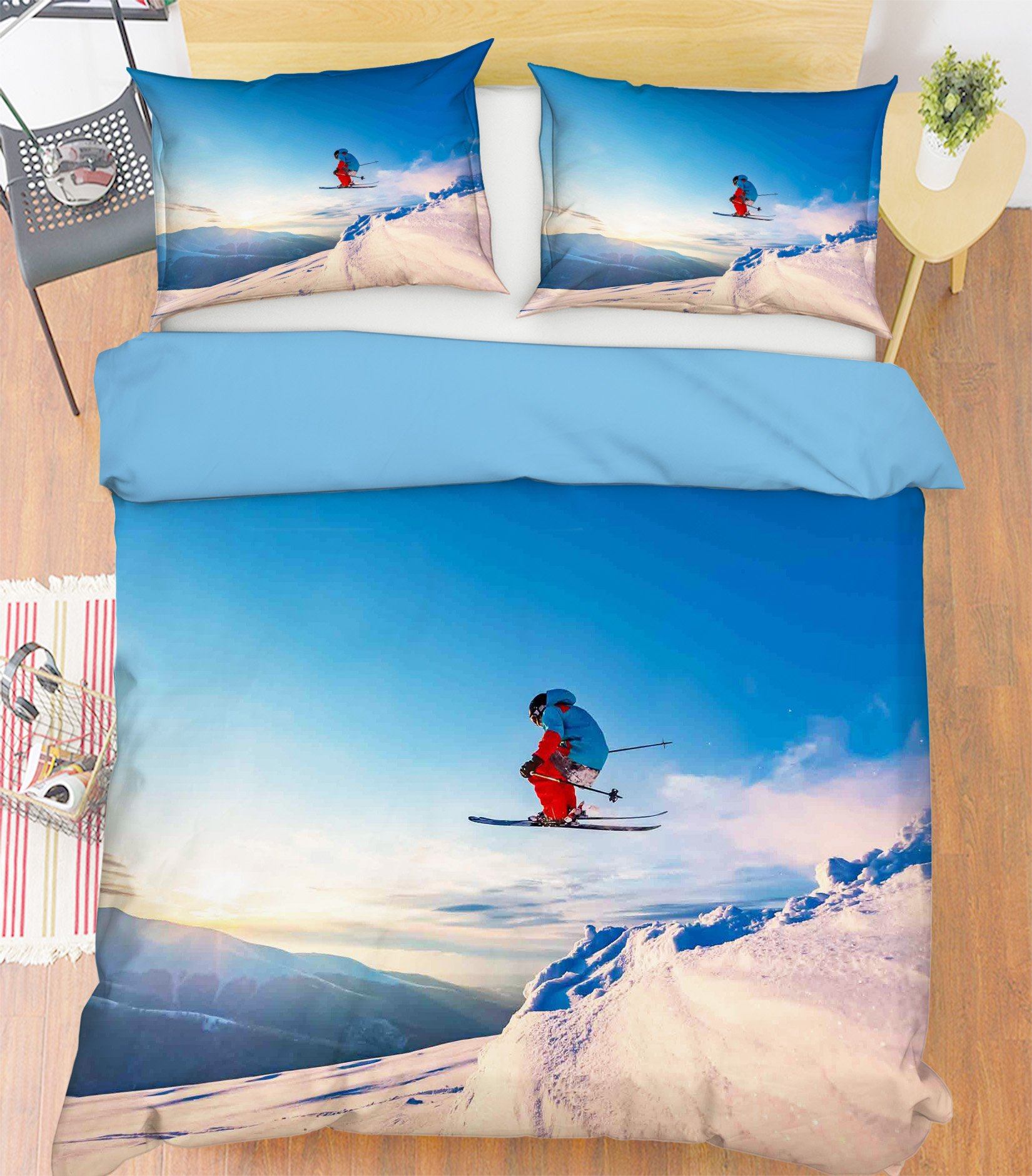 3D Sky Skiing 064 Bed Pillowcases Quilt Wallpaper AJ Wallpaper