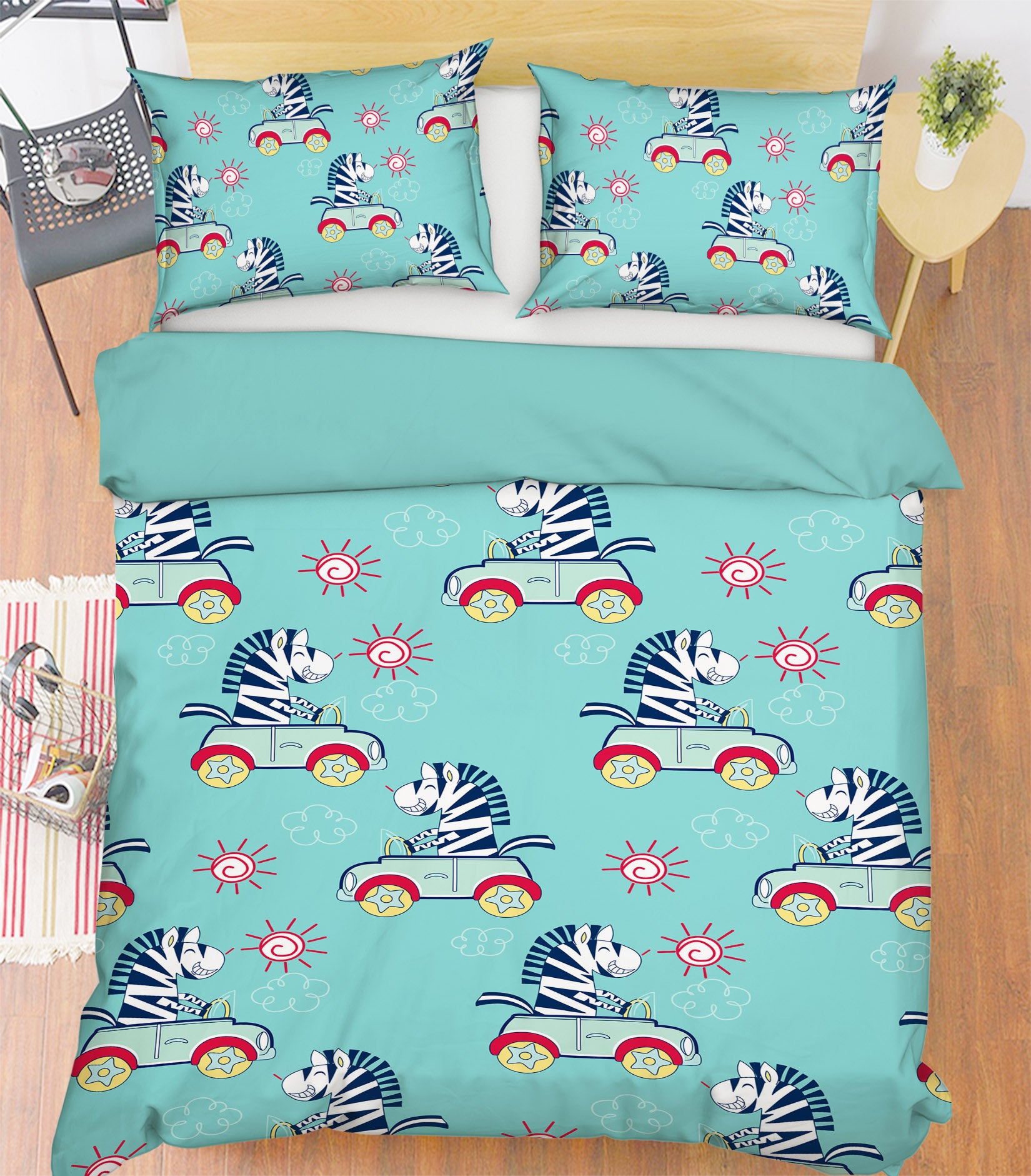 3D Car Zebra 61090 Bed Pillowcases Quilt