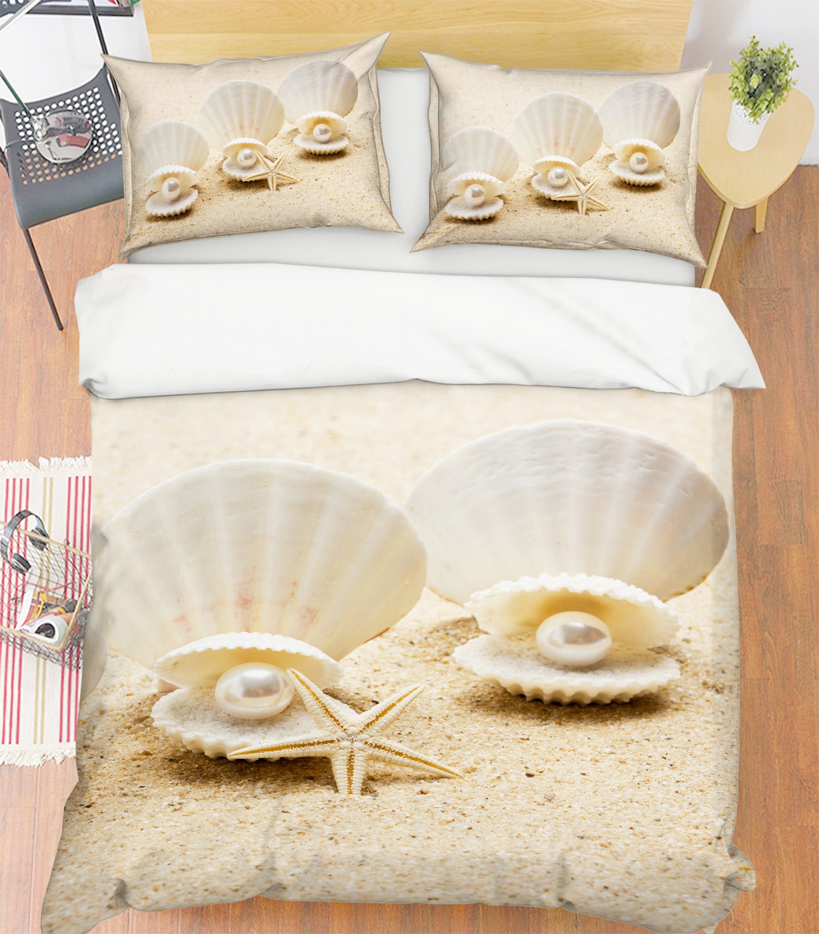 3D Shell Pearl 60086 Bed Pillowcases Quilt