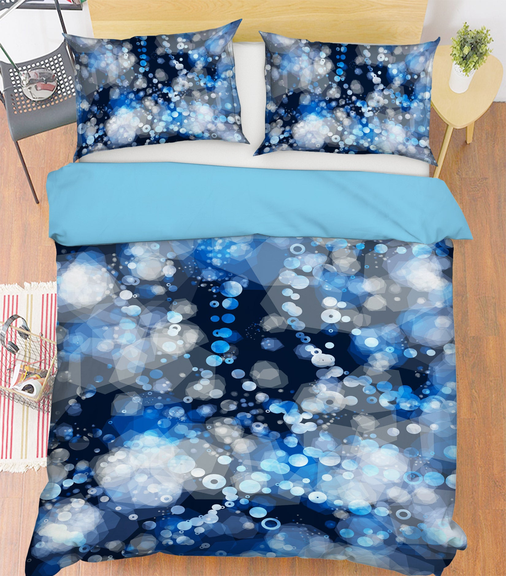 3D Blue Circle 14074 Bed Pillowcases Quilt