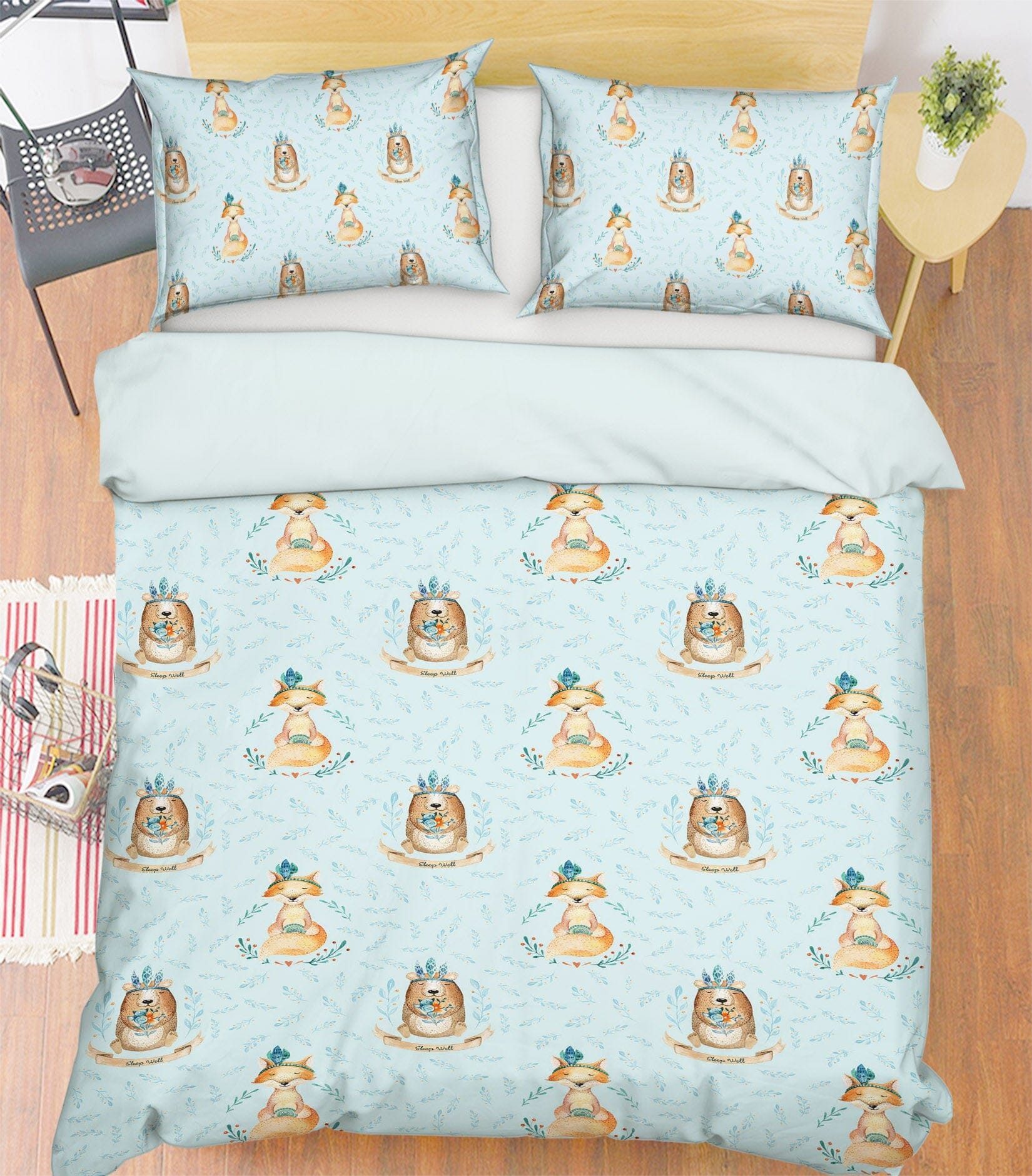 3D Grass Bear Fox 215 Uta Naumann Bedding Bed Pillowcases Quilt Quiet Covers AJ Creativity Home