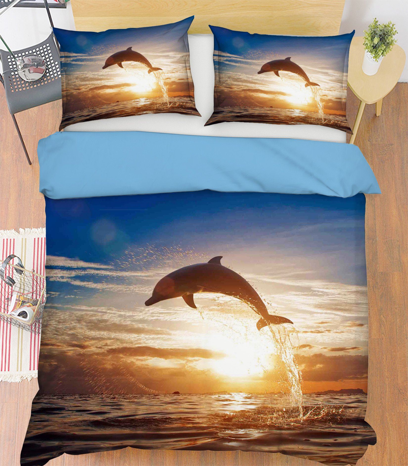 3D Sunshine Dolphin 078 Bed Pillowcases Quilt Wallpaper AJ Wallpaper