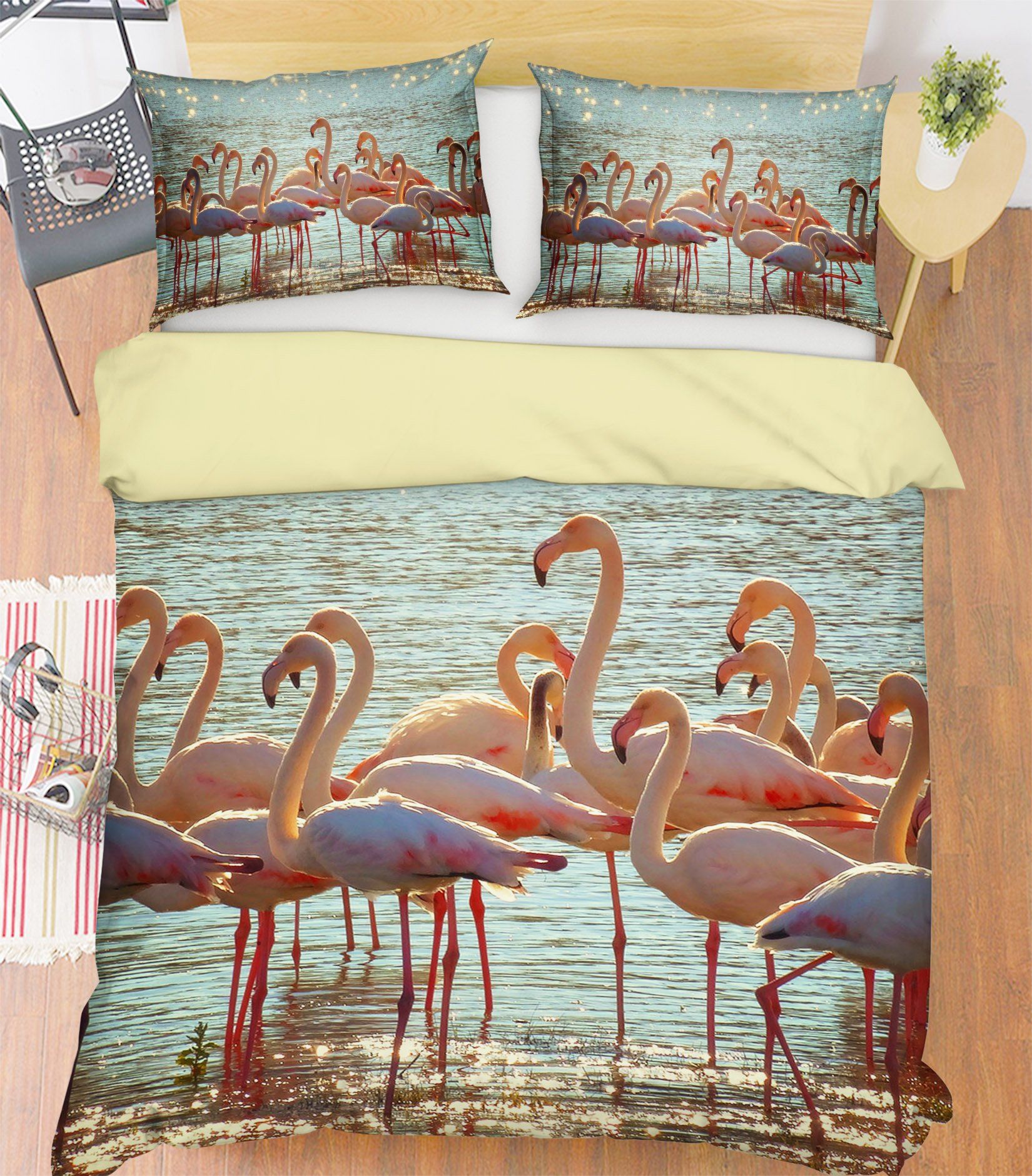 3D Flamingo Group 1941 Bed Pillowcases Quilt Quiet Covers AJ Creativity Home
