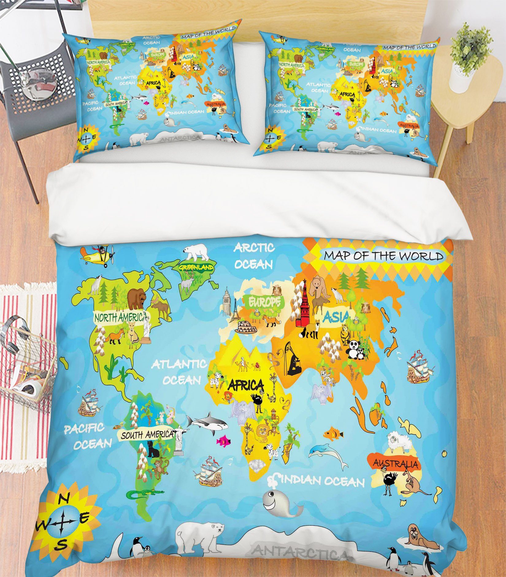 3D Cartoon Map 241 Bed Pillowcases Quilt Wallpaper AJ Wallpaper