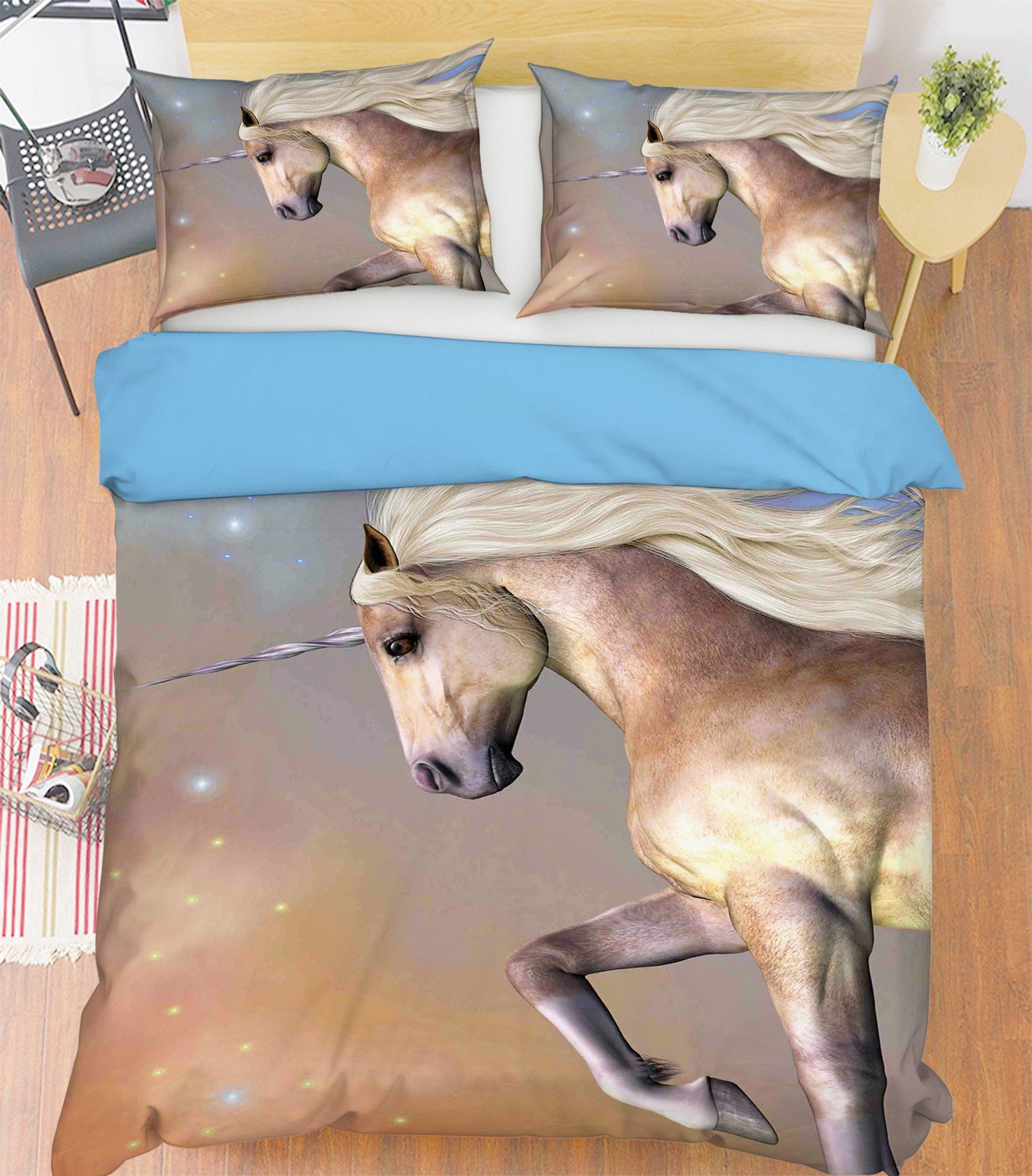 3D Half Body Unicorn 017 Bed Pillowcases Quilt Wallpaper AJ Wallpaper