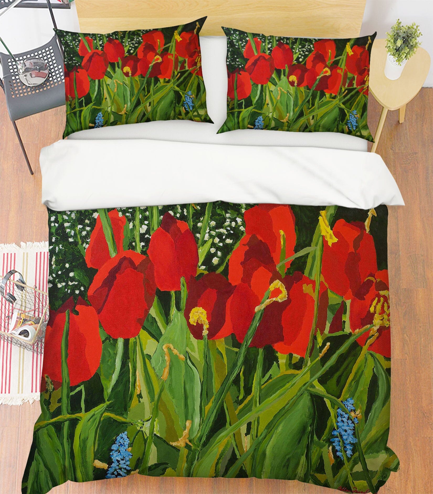 3D Red Flower Growing 1037 Allan P. Friedlander Bedding Bed Pillowcases Quilt Quiet Covers AJ Creativity Home