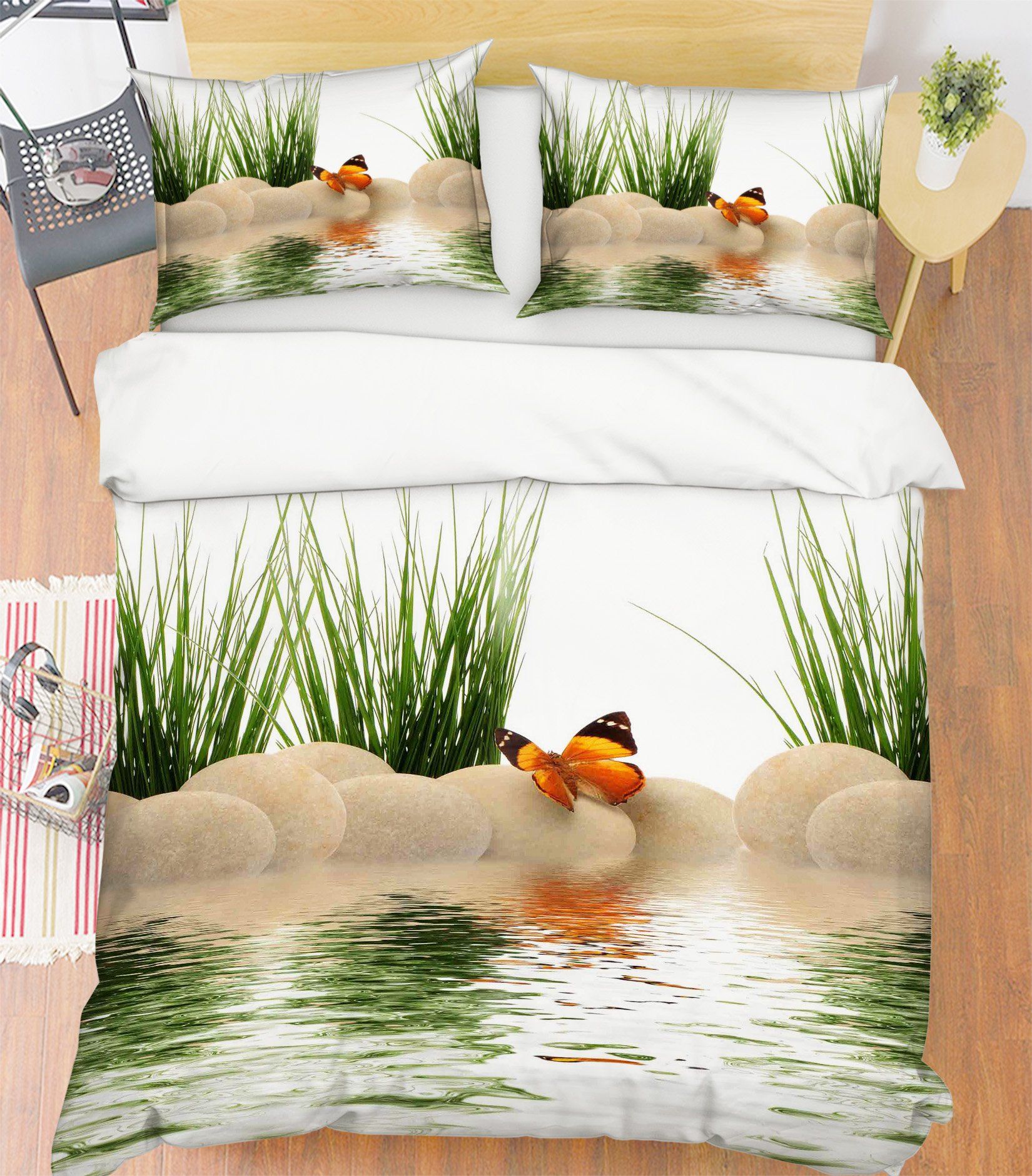 3D River Butterfly 177 Bed Pillowcases Quilt Wallpaper AJ Wallpaper