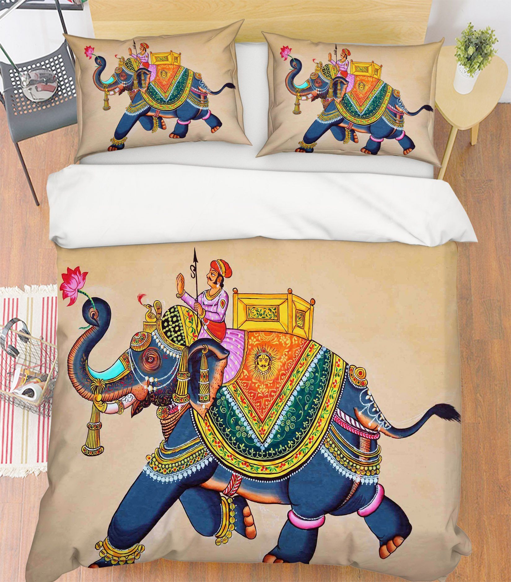 3D Elephant Walking 051 Bed Pillowcases Quilt Wallpaper AJ Wallpaper