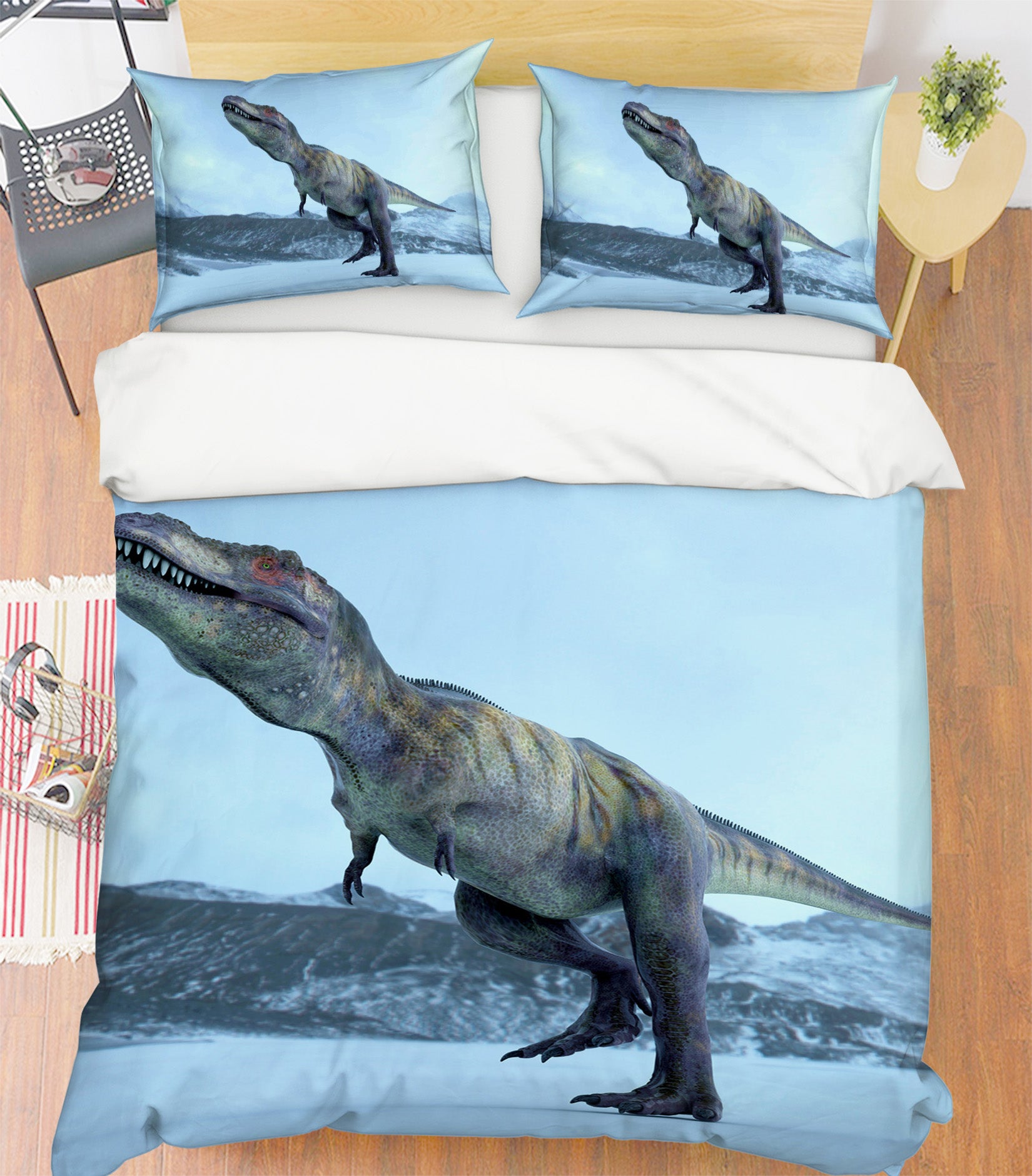 3D Snow Dinosaur 026 Bed Pillowcases Quilt
