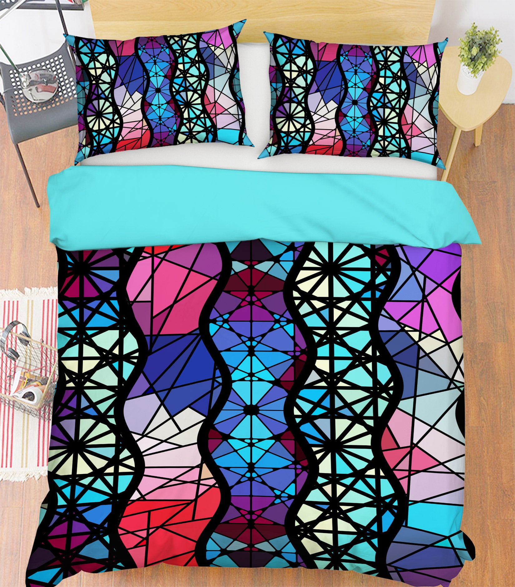 3D Color Block Curve 14029 Bed Pillowcases Quilt