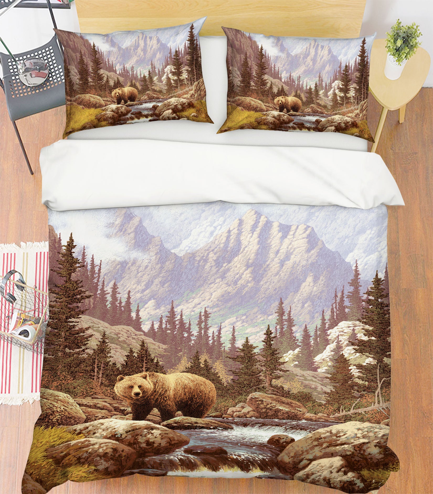 3D Brown Bear 21026 Bed Pillowcases Quilt