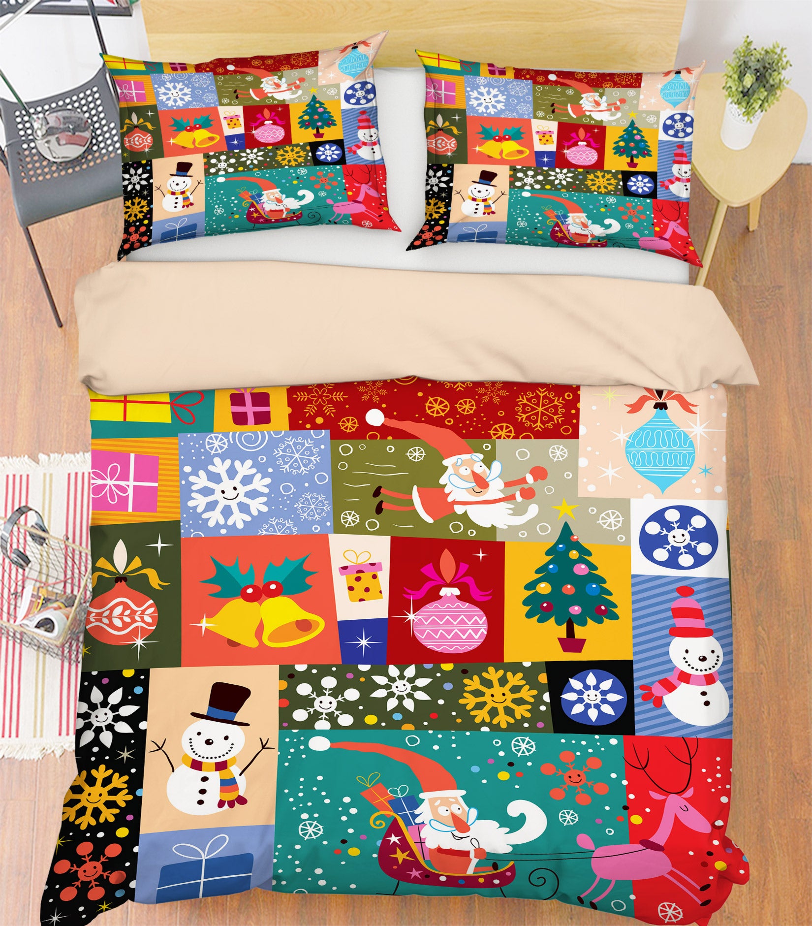 3D Santa Claus Snowman Cube 50008 Christmas Quilt Duvet Cover Xmas Bed Pillowcases