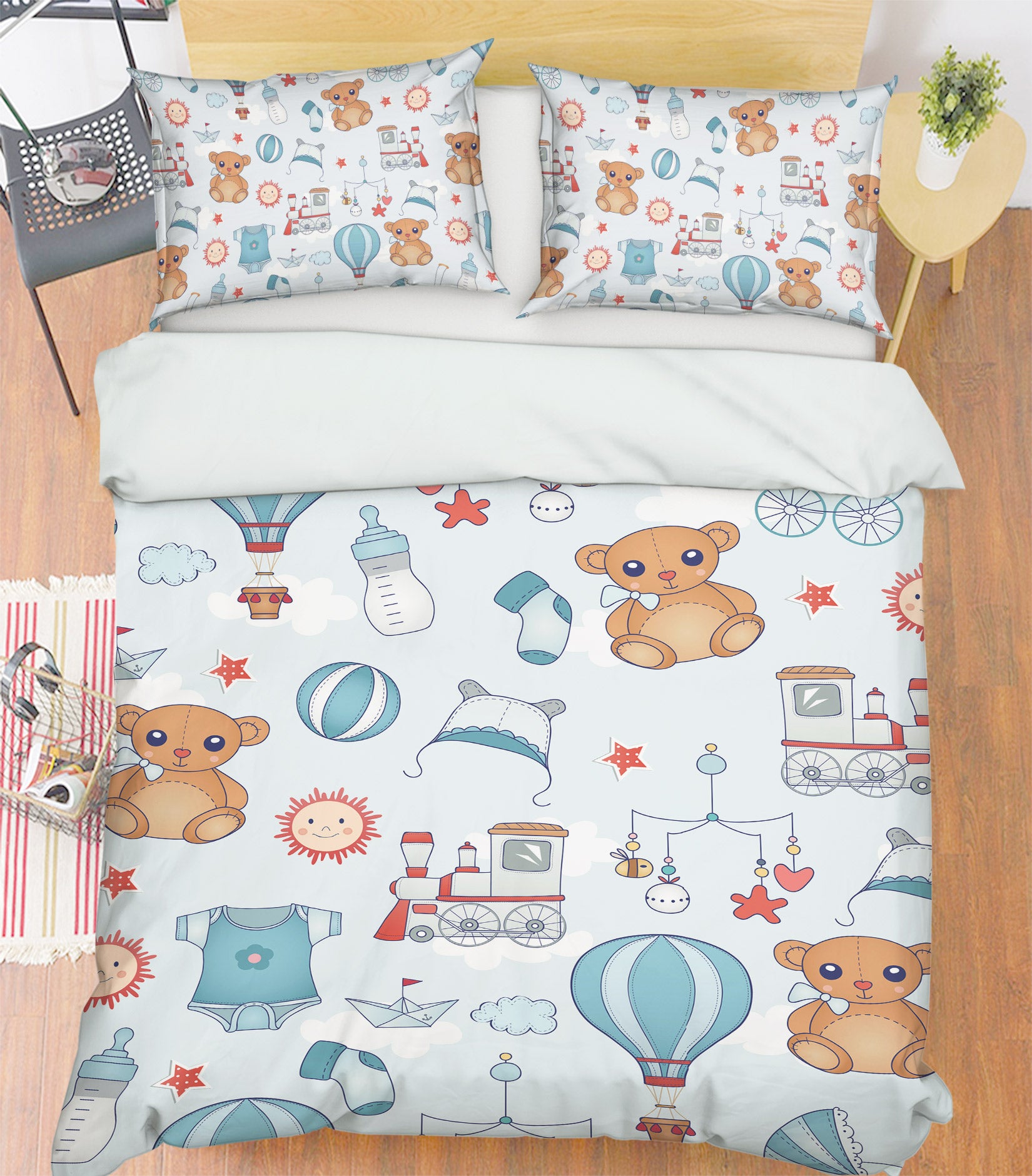 3D Bear Hot Air Balloon 13121 Bed Pillowcases Quilt