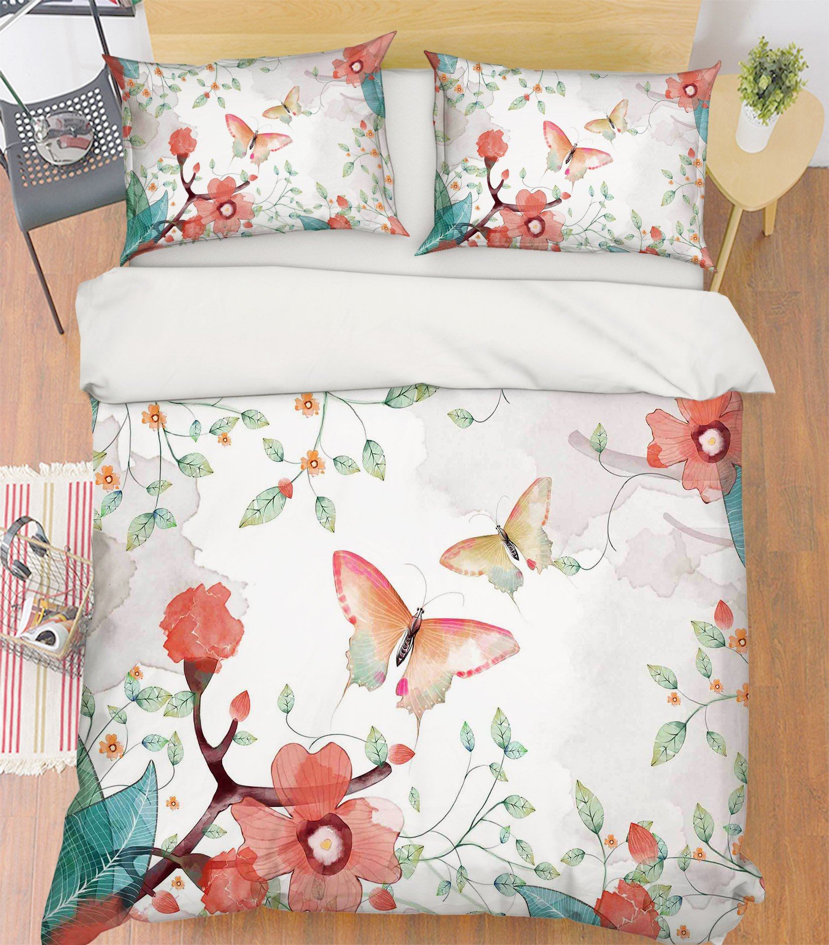3D Flowers Butterflies 181 Bed Pillowcases Quilt Wallpaper AJ Wallpaper
