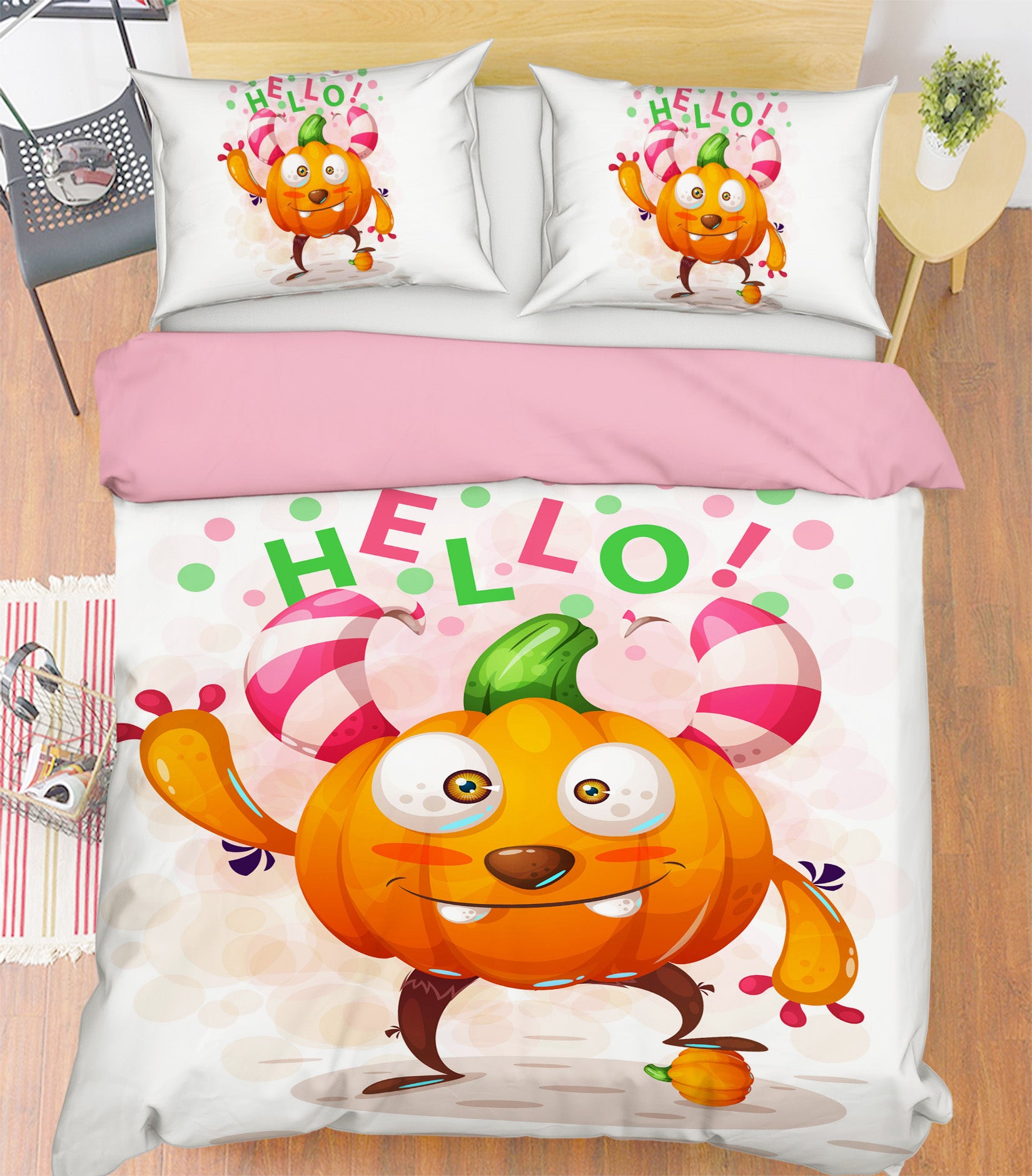 3D Monster Pumpkin 1213 Halloween Bed Pillowcases Quilt Quiet Covers AJ Creativity Home