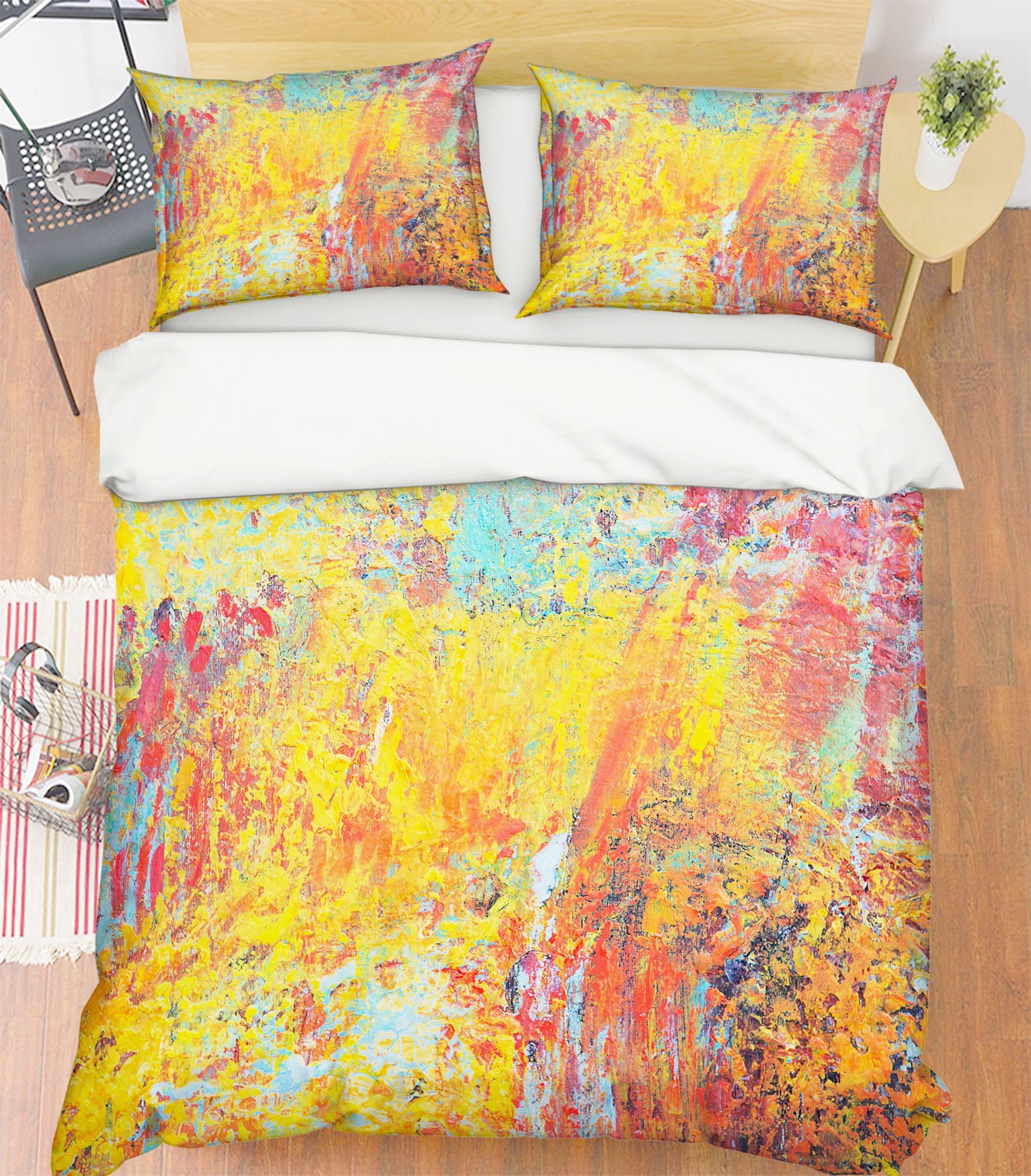 3D Yellow Orange 60081 Bed Pillowcases Quilt