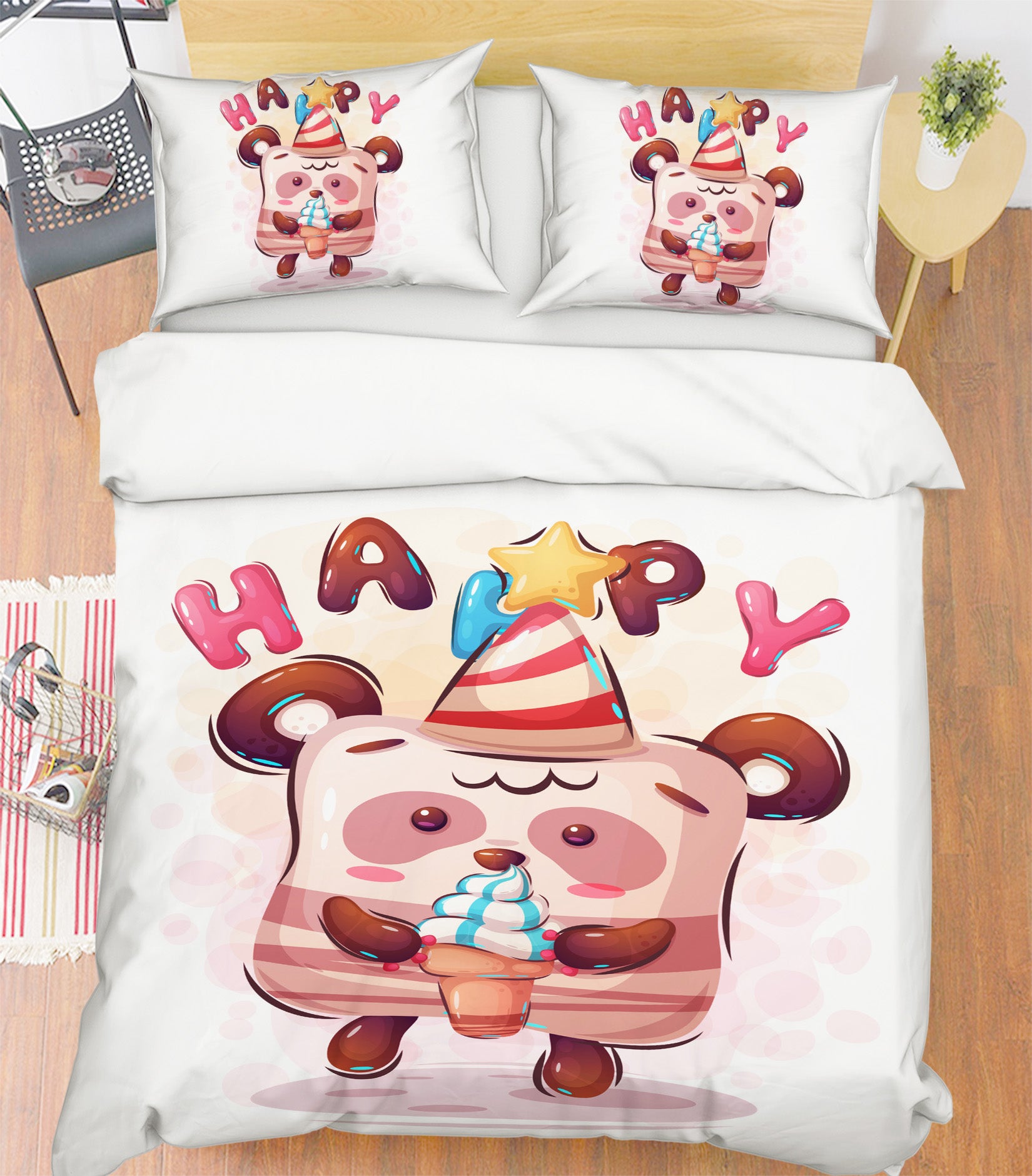 3D Happy Panda 61019 Bed Pillowcases Quilt