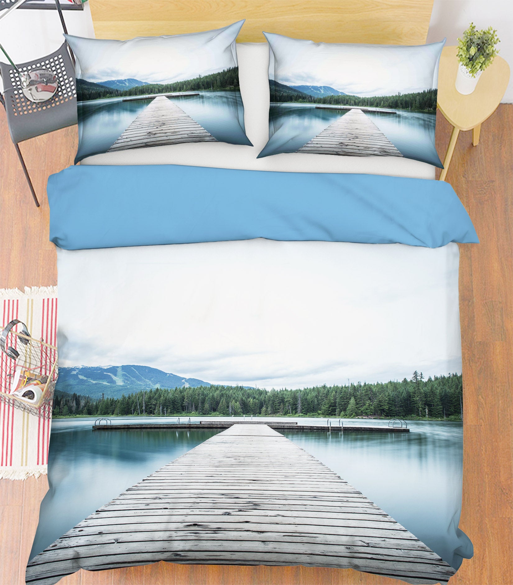 3D Bridge River 19185 Bed Pillowcases Quilt