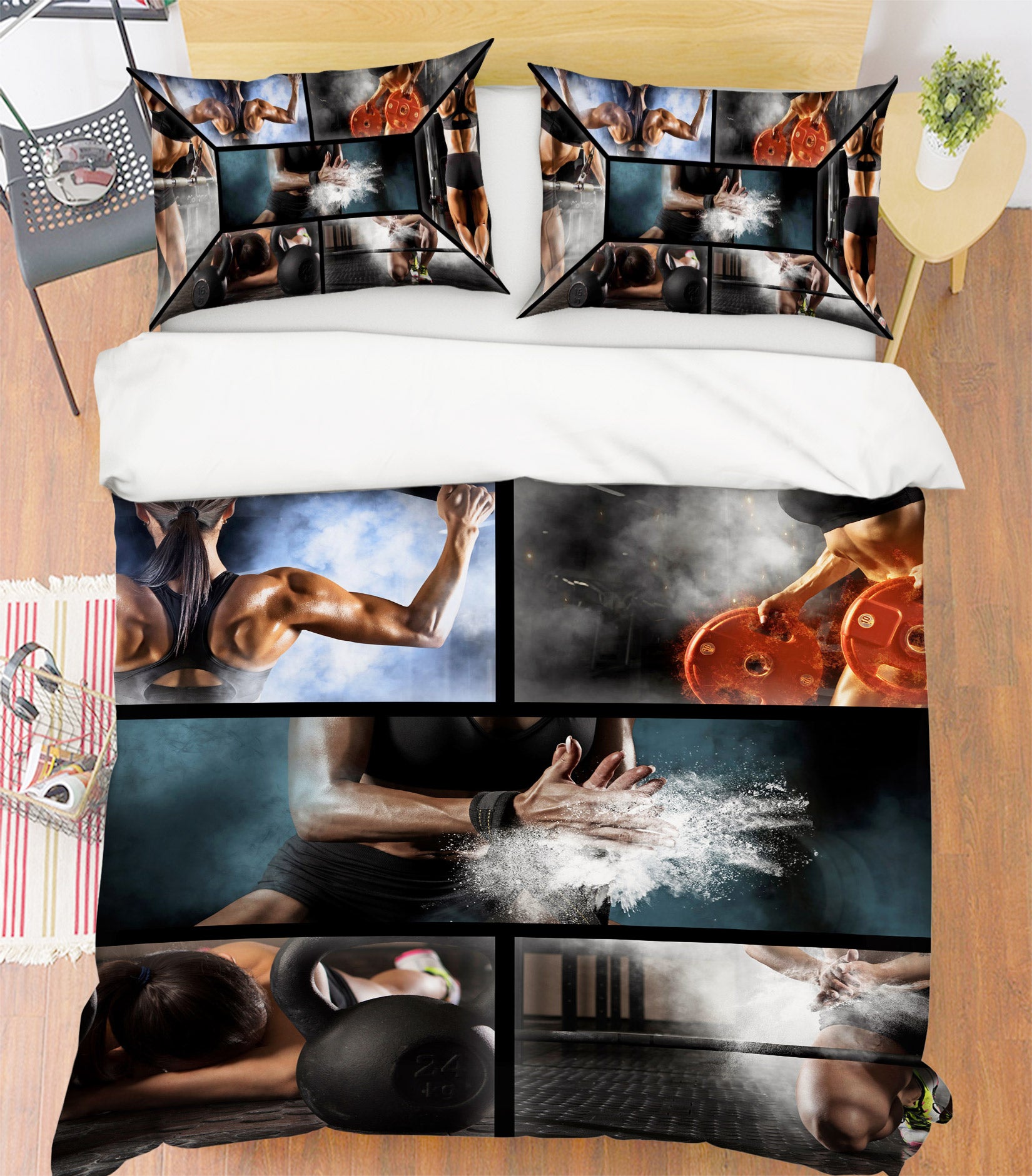 3D Fitness Action 14191 Bed Pillowcases Quilt