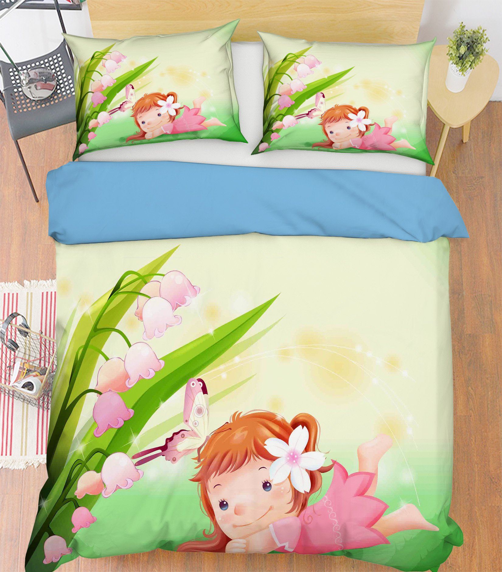 3D Cartoon Girl 095 Bed Pillowcases Quilt Wallpaper AJ Wallpaper