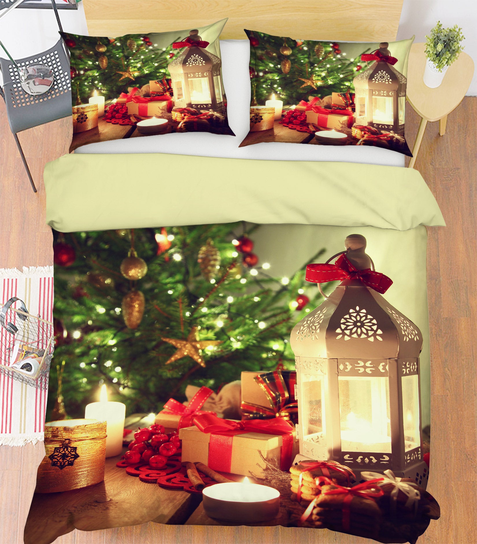 3D Candle Gift Tree 50015 Christmas Quilt Duvet Cover Xmas Bed Pillowcases