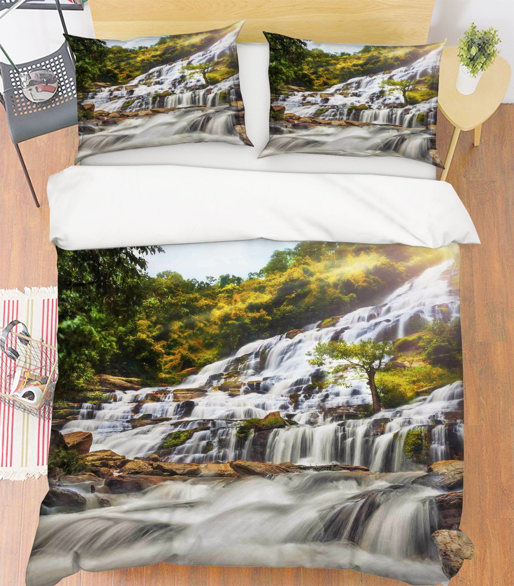 3D Ladder Waterfall 225 Bed Pillowcases Quilt Wallpaper AJ Wallpaper