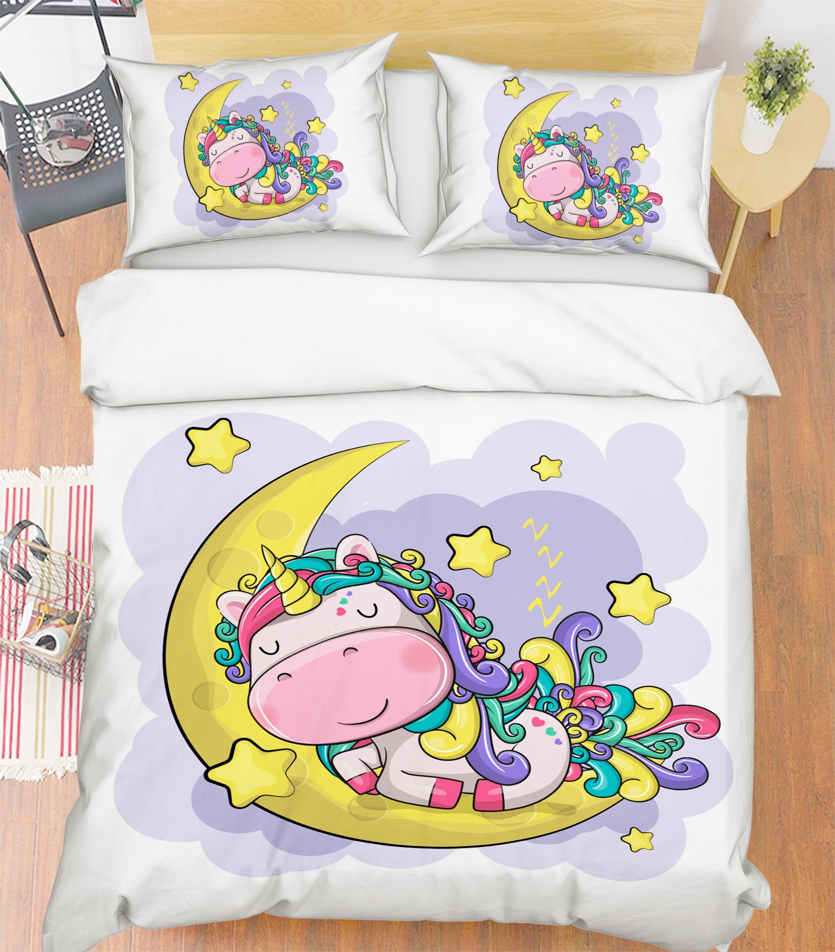 3D Cartoon Moon Unicorn 58200 Bed Pillowcases Quilt