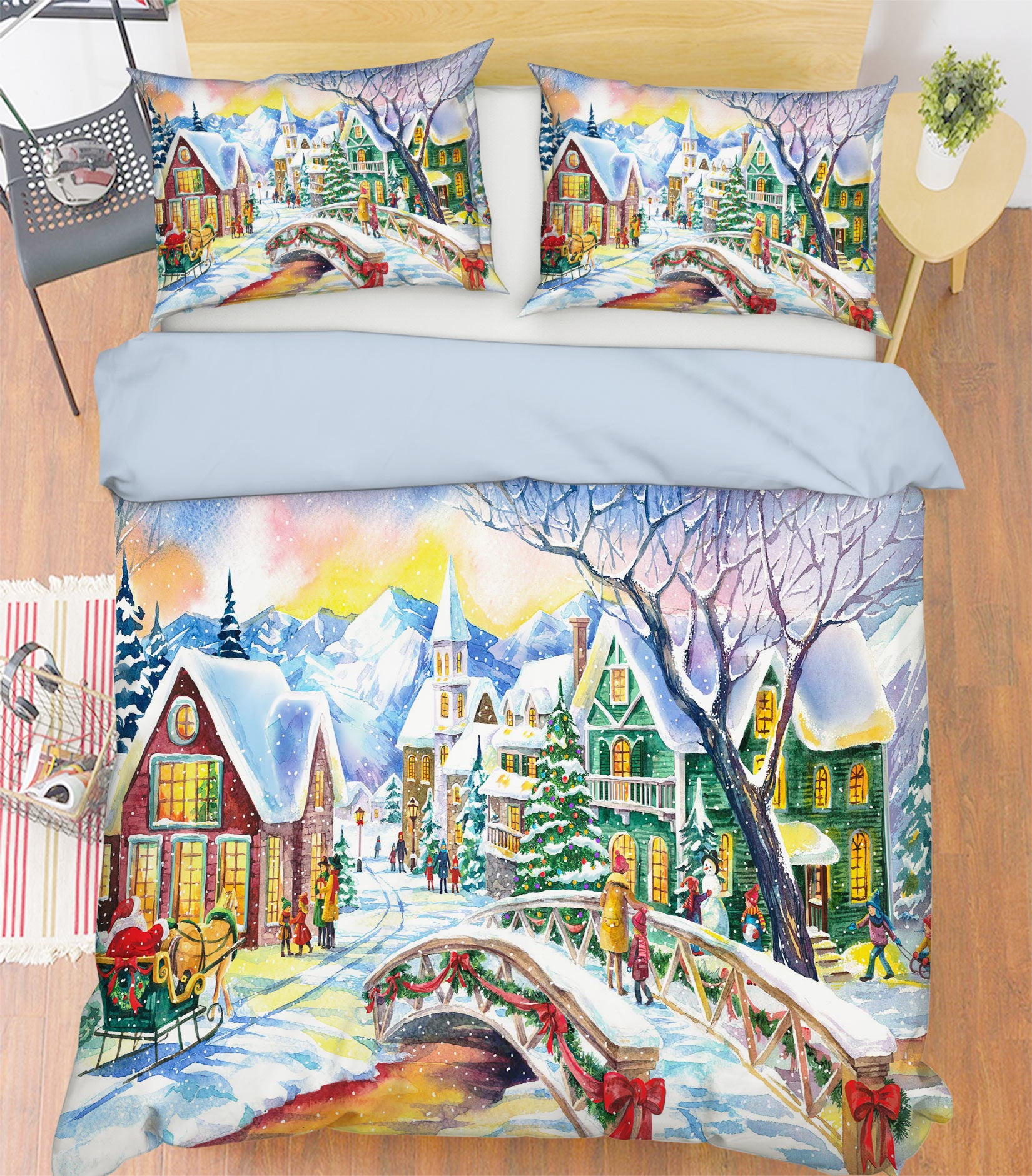 3D Snow House 51032 Christmas Quilt Duvet Cover Xmas Bed Pillowcases