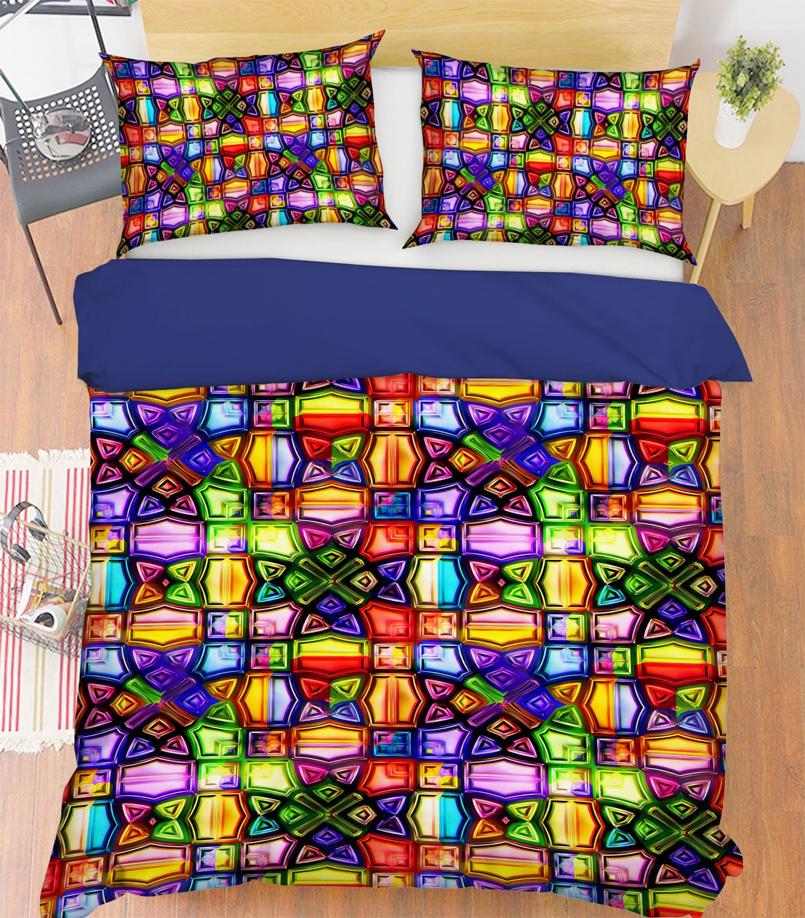 3D Stained Glass Window 13161 Bed Pillowcases Quilt