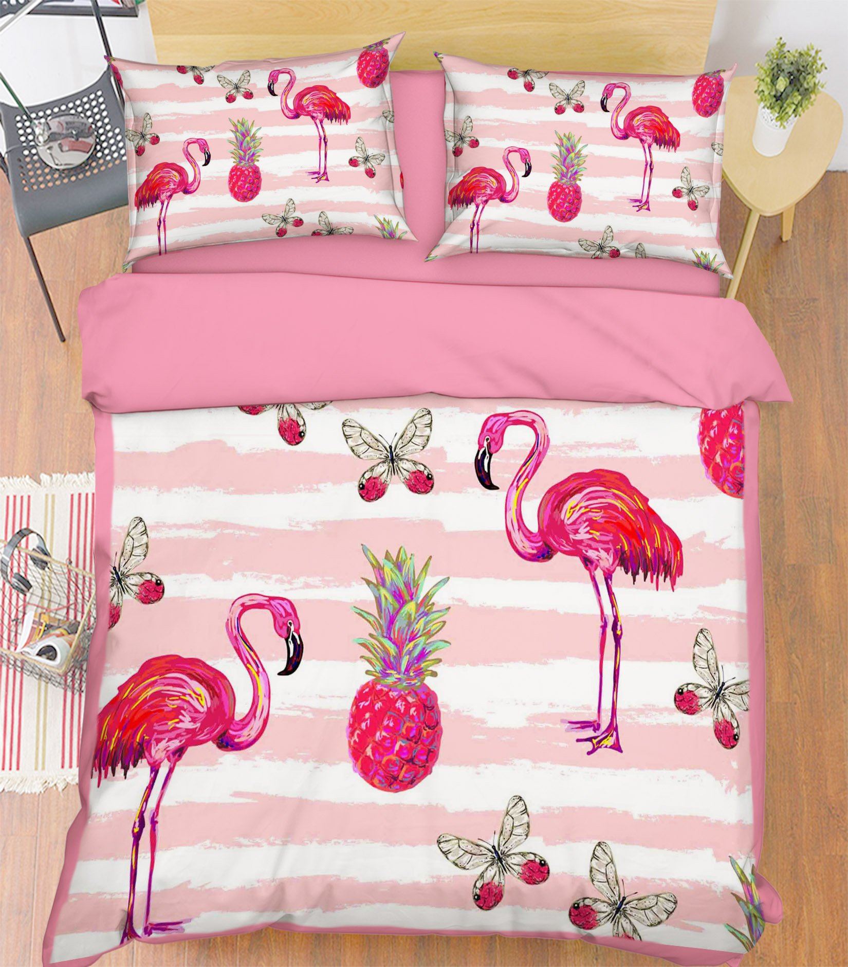 3D Butterfly Flamingo 038 Bed Pillowcases Quilt Wallpaper AJ Wallpaper