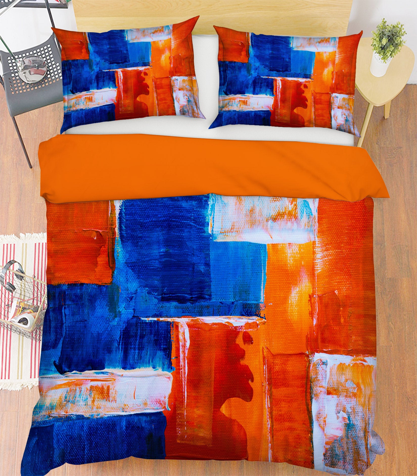 3D Blue Orange 59088 Bed Pillowcases Quilt