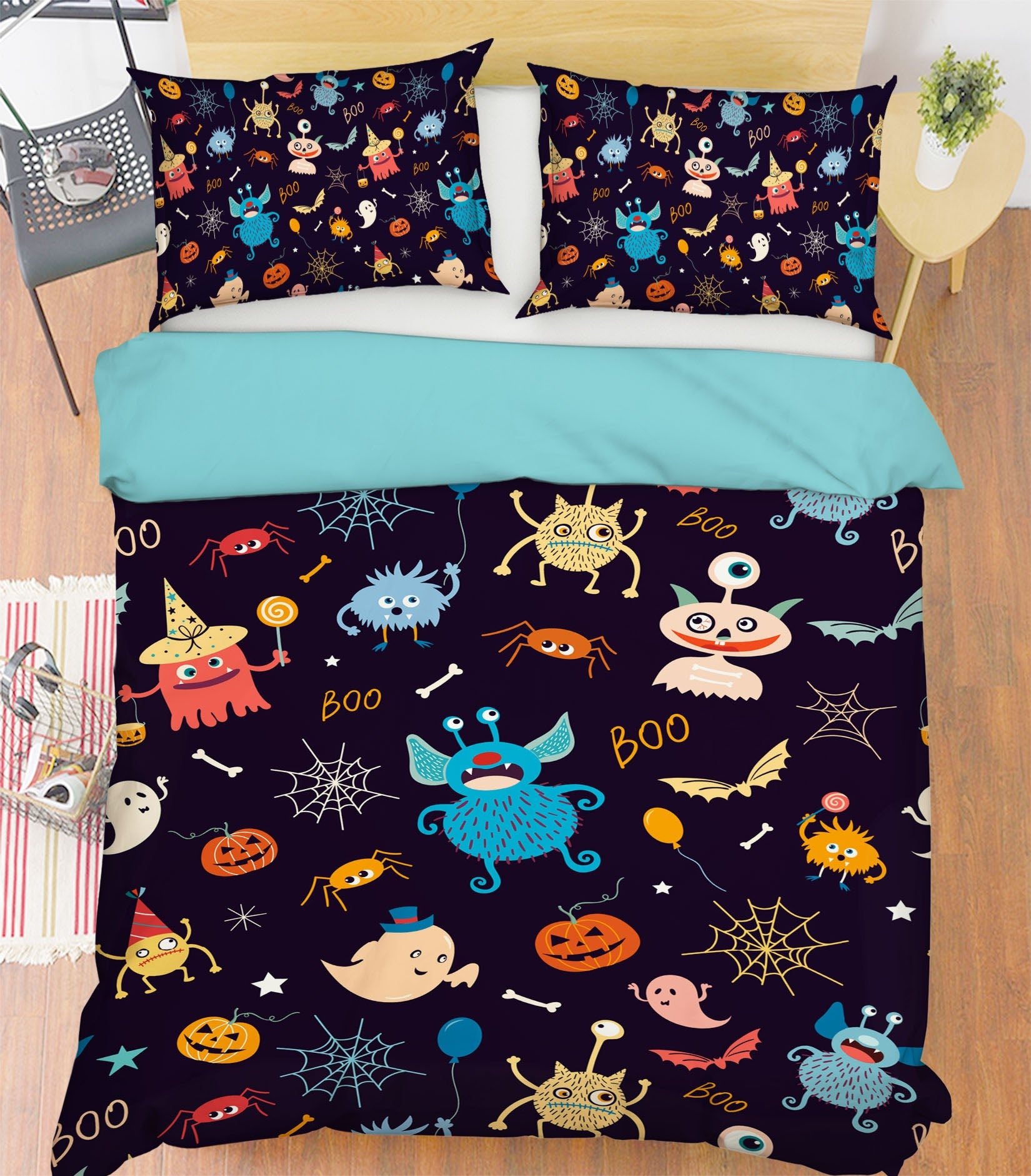3D Monster Spider Pumpkin 1208 Halloween Bed Pillowcases Quilt Quiet Covers AJ Creativity Home