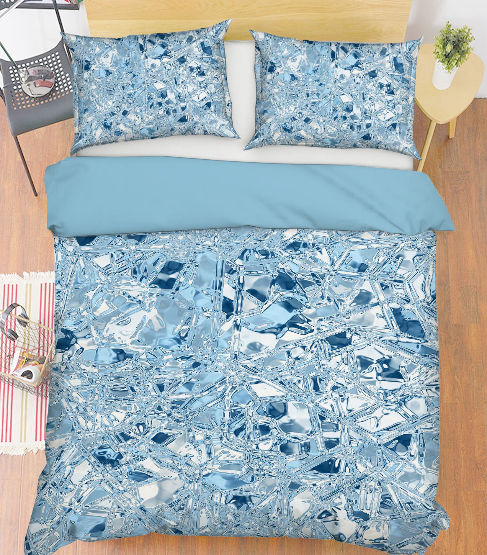3D Blue Shards 13194 Bed Pillowcases Quilt
