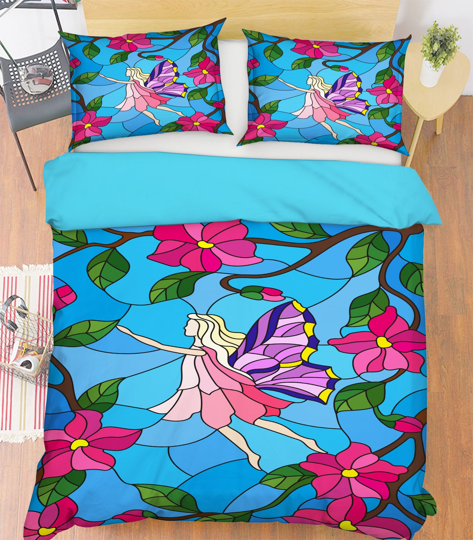 3D Butterfly Girl Flower 14002 Bed Pillowcases Quilt
