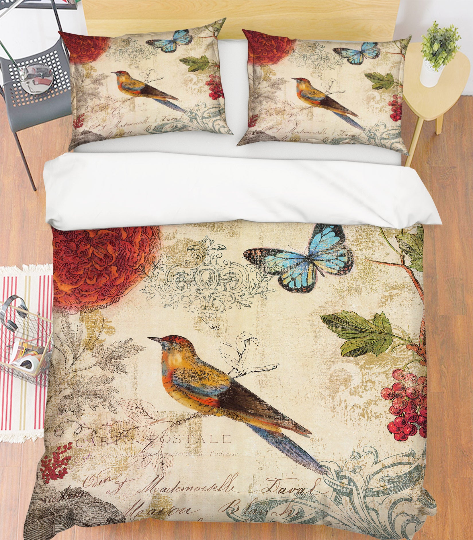 3D Bird Butterfly 60116 Bed Pillowcases Quilt