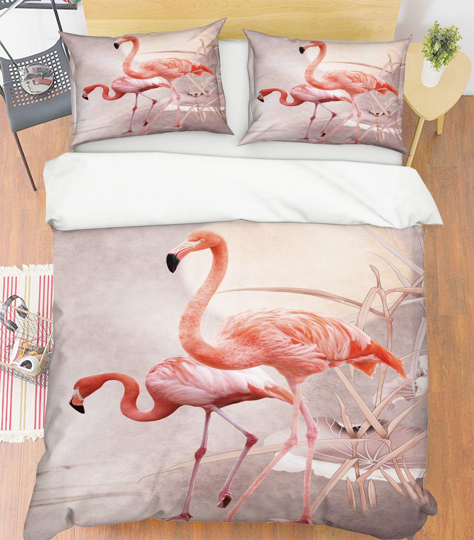 3D Flamingo 60200 Bed Pillowcases Quilt