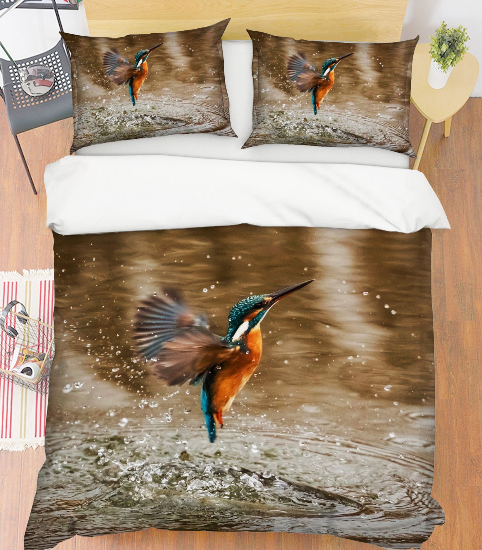 3D Kingfisher River 073 Bed Pillowcases Quilt