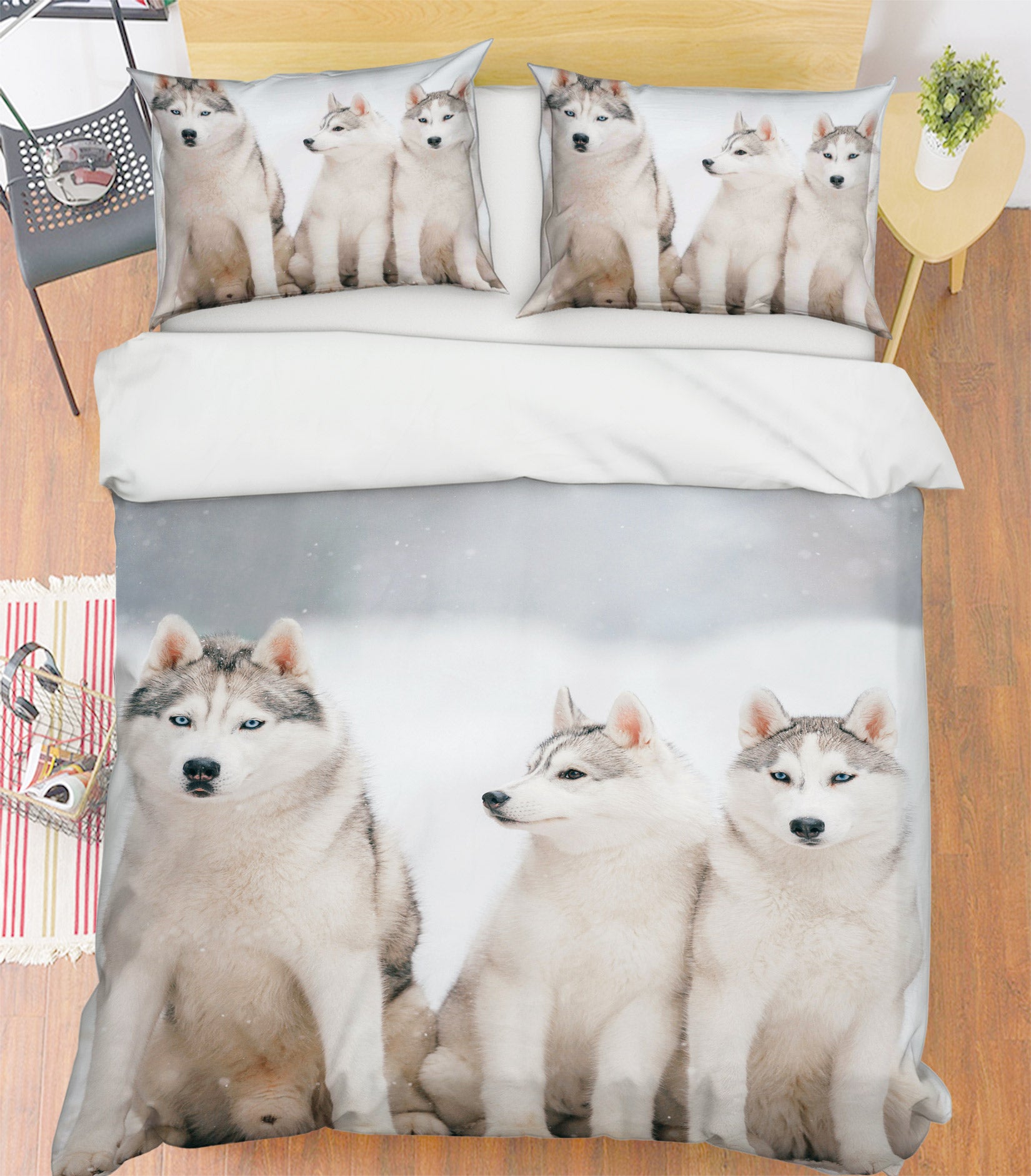 3D Sled Dog 60010 Bed Pillowcases Quilt