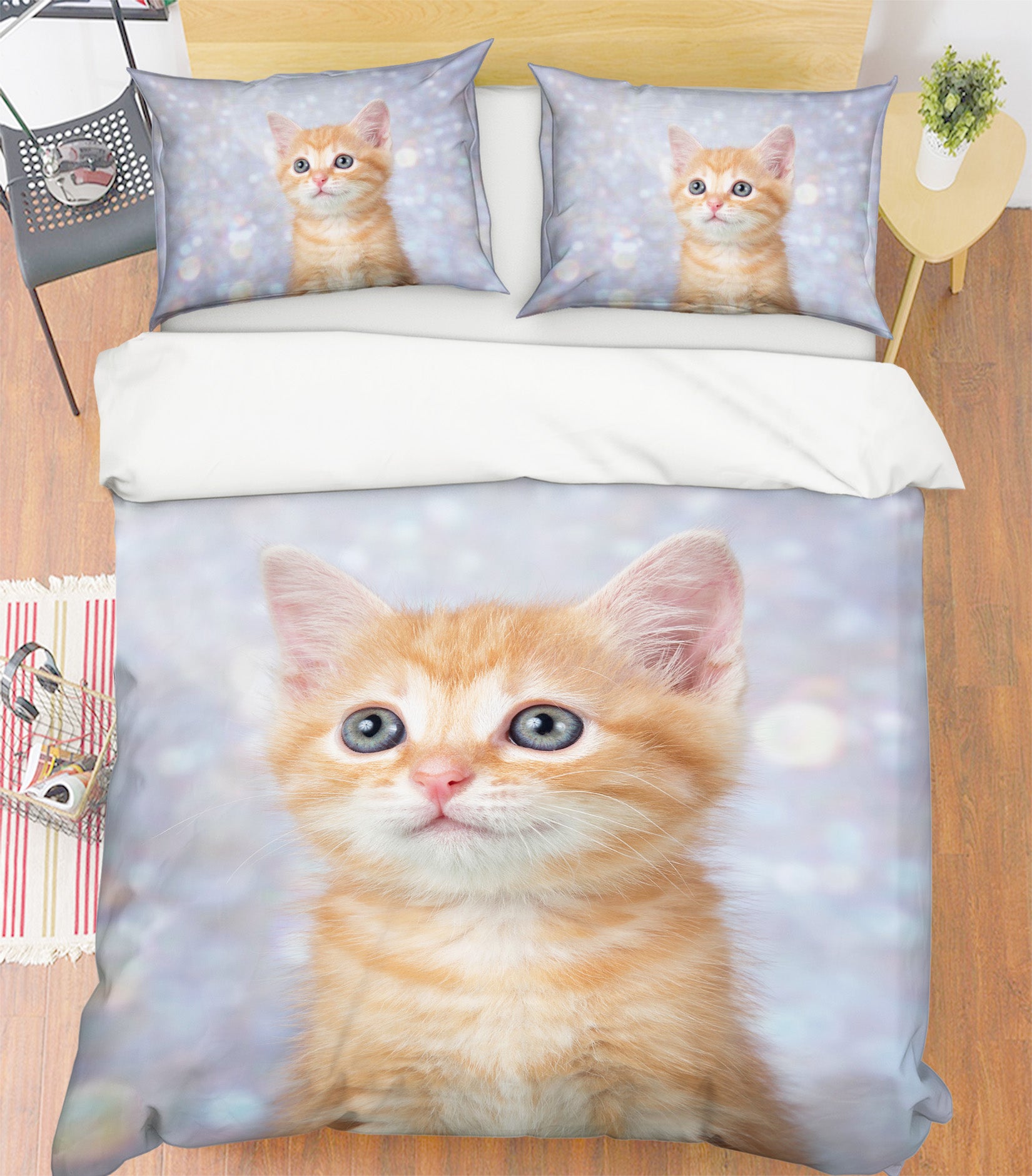 3D Little Orange Cat 15074 Bed Pillowcases Quilt