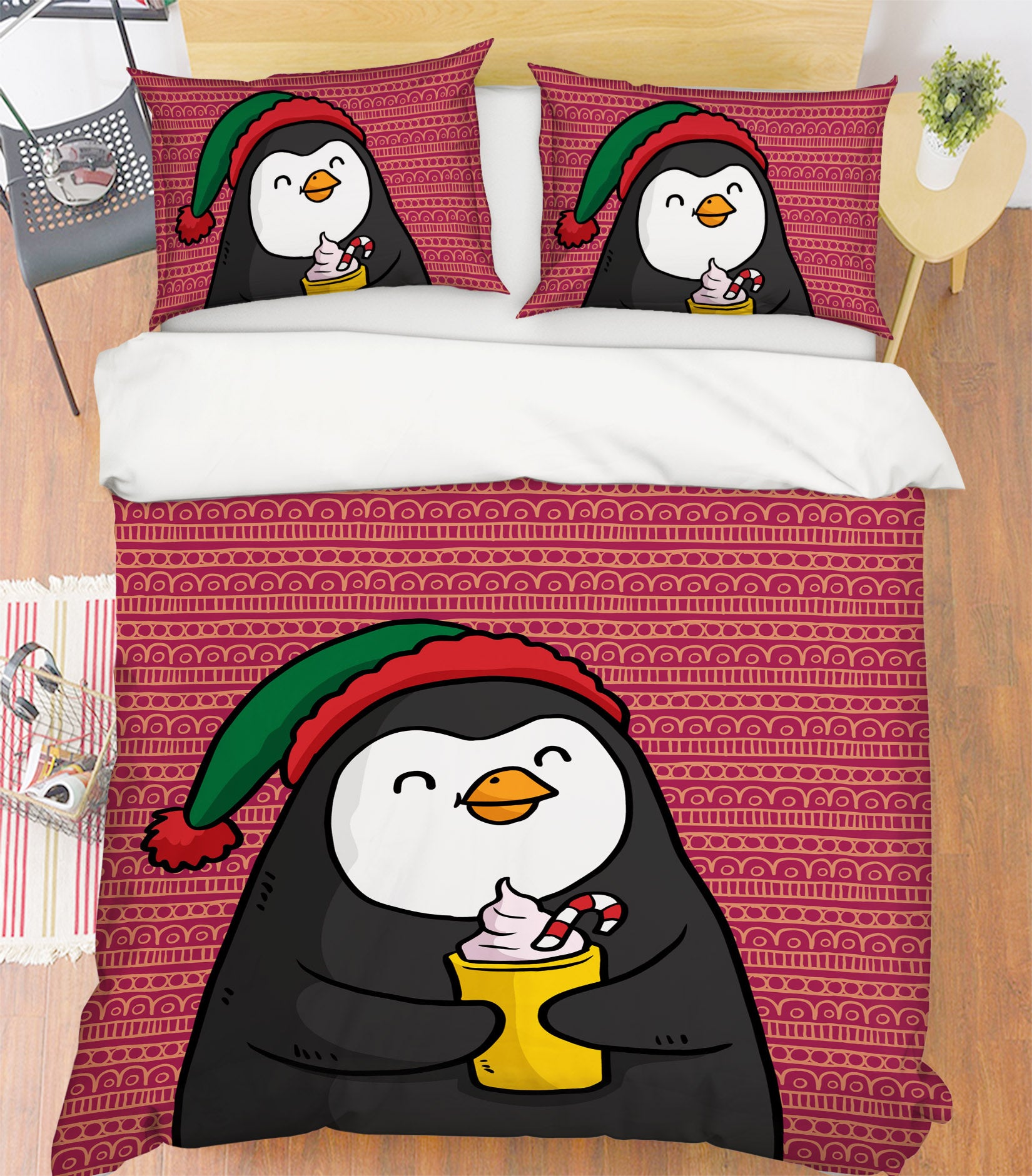 3D Cartoon Penguin 63187 Bed Pillowcases Quilt