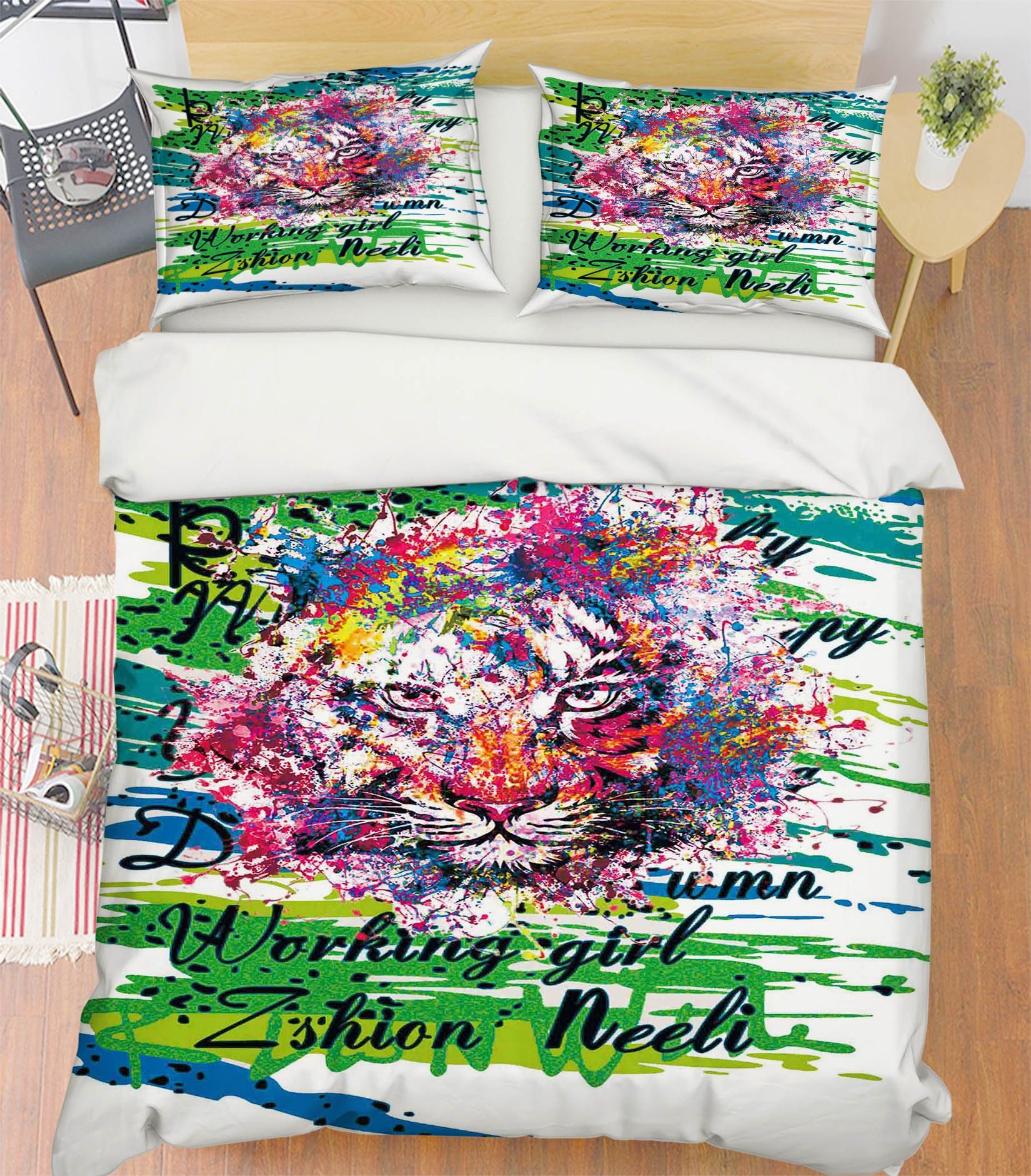 3D Graffiti Tiger 145 Bed Pillowcases Quilt Wallpaper AJ Wallpaper