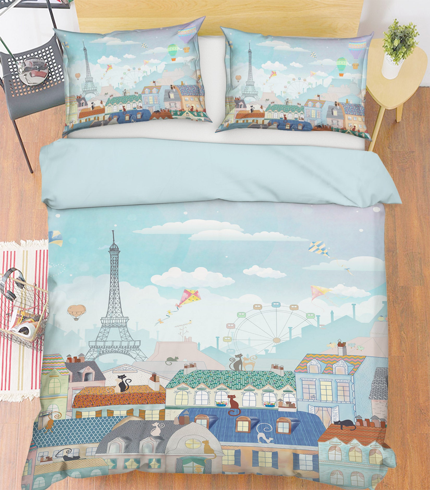 3D Houses Tower 13097 Bed Pillowcases Quilt