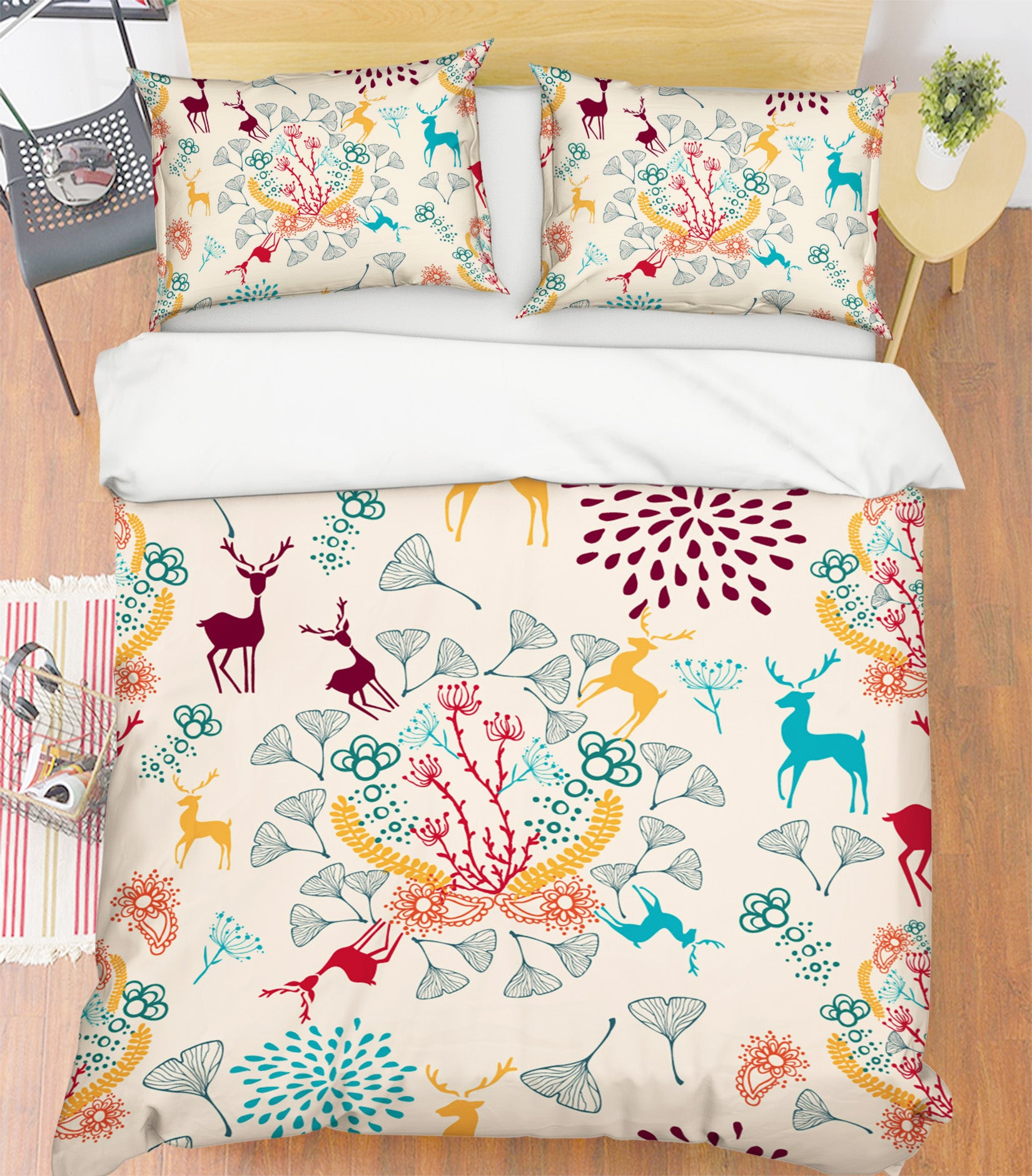 3D Deer Pattern 45022 Christmas Quilt Duvet Cover Xmas Bed Pillowcases