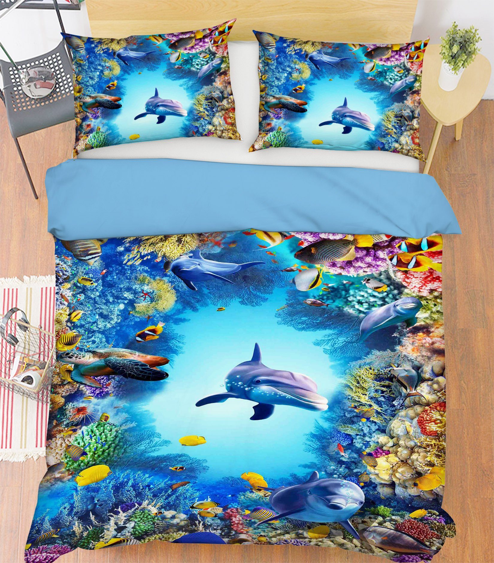 3D Turtle Dolphin 102 Bed Pillowcases Quilt Wallpaper AJ Wallpaper