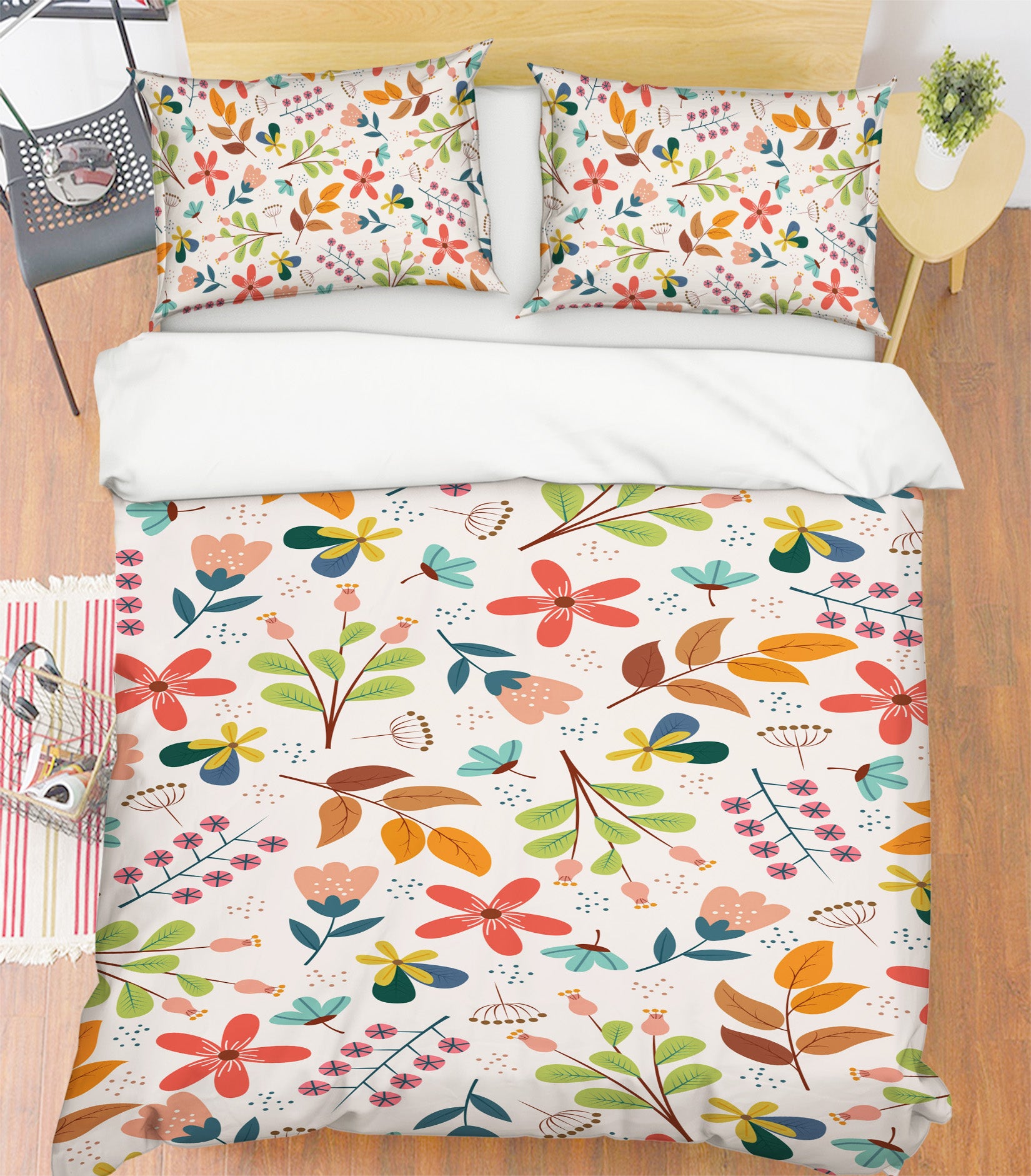 3D Colored Leaves 60182 Bed Pillowcases Quilt
