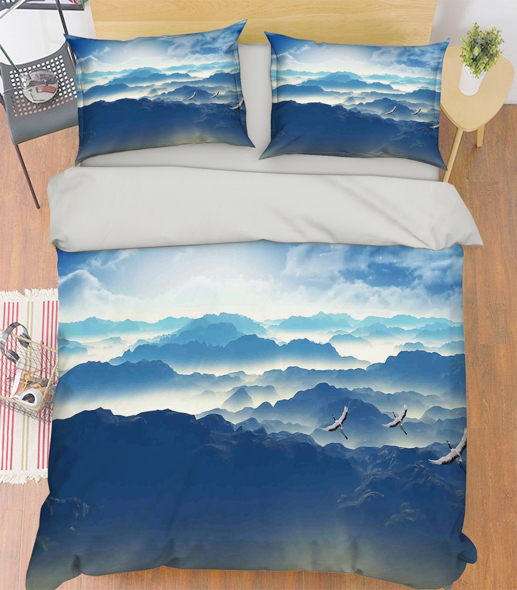 3D Mountains Flying Birds 232 Bed Pillowcases Quilt Wallpaper AJ Wallpaper