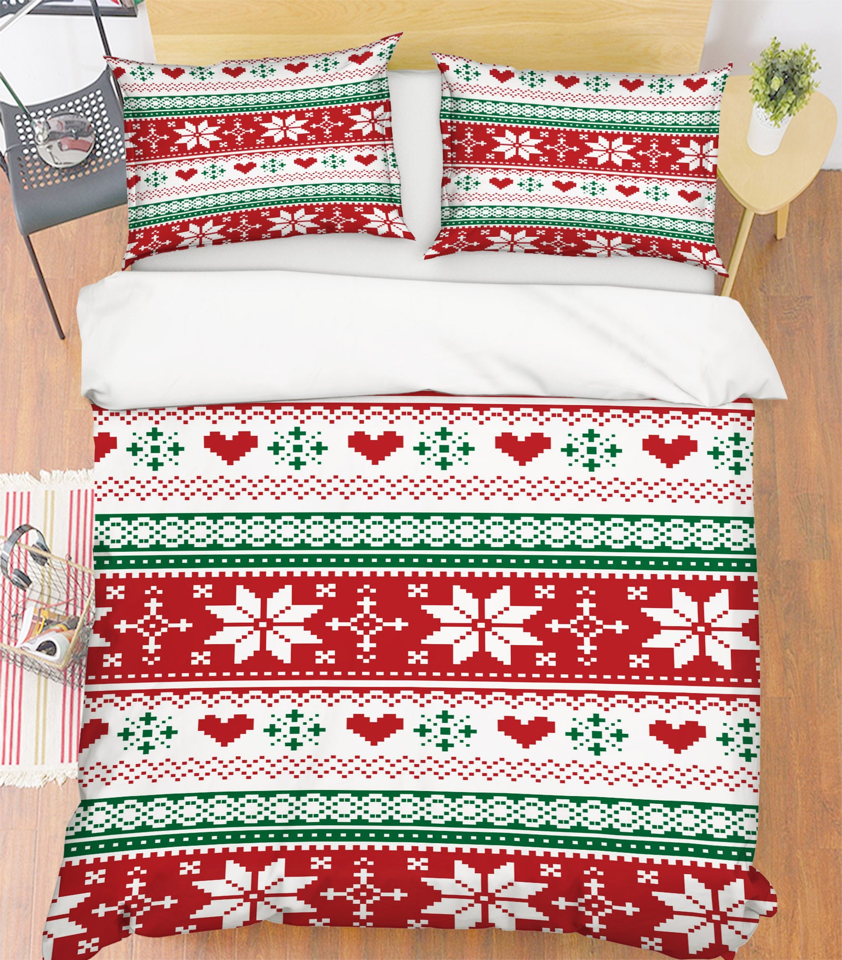 3D Snowflake Pattern 51153 Christmas Quilt Duvet Cover Xmas Bed Pillowcases