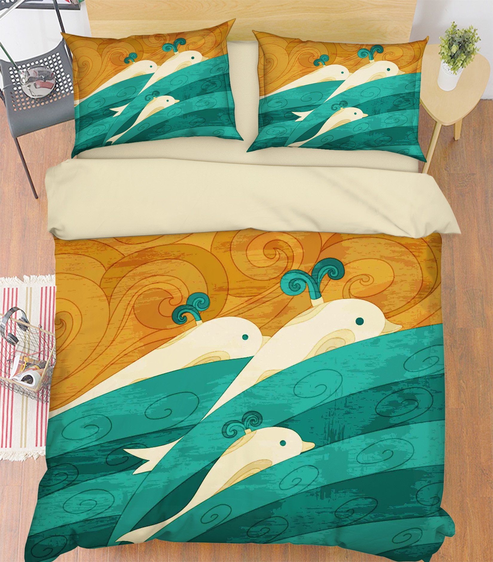 3D Ocean Dolphins Painting 228 Bed Pillowcases Quilt Wallpaper AJ Wallpaper