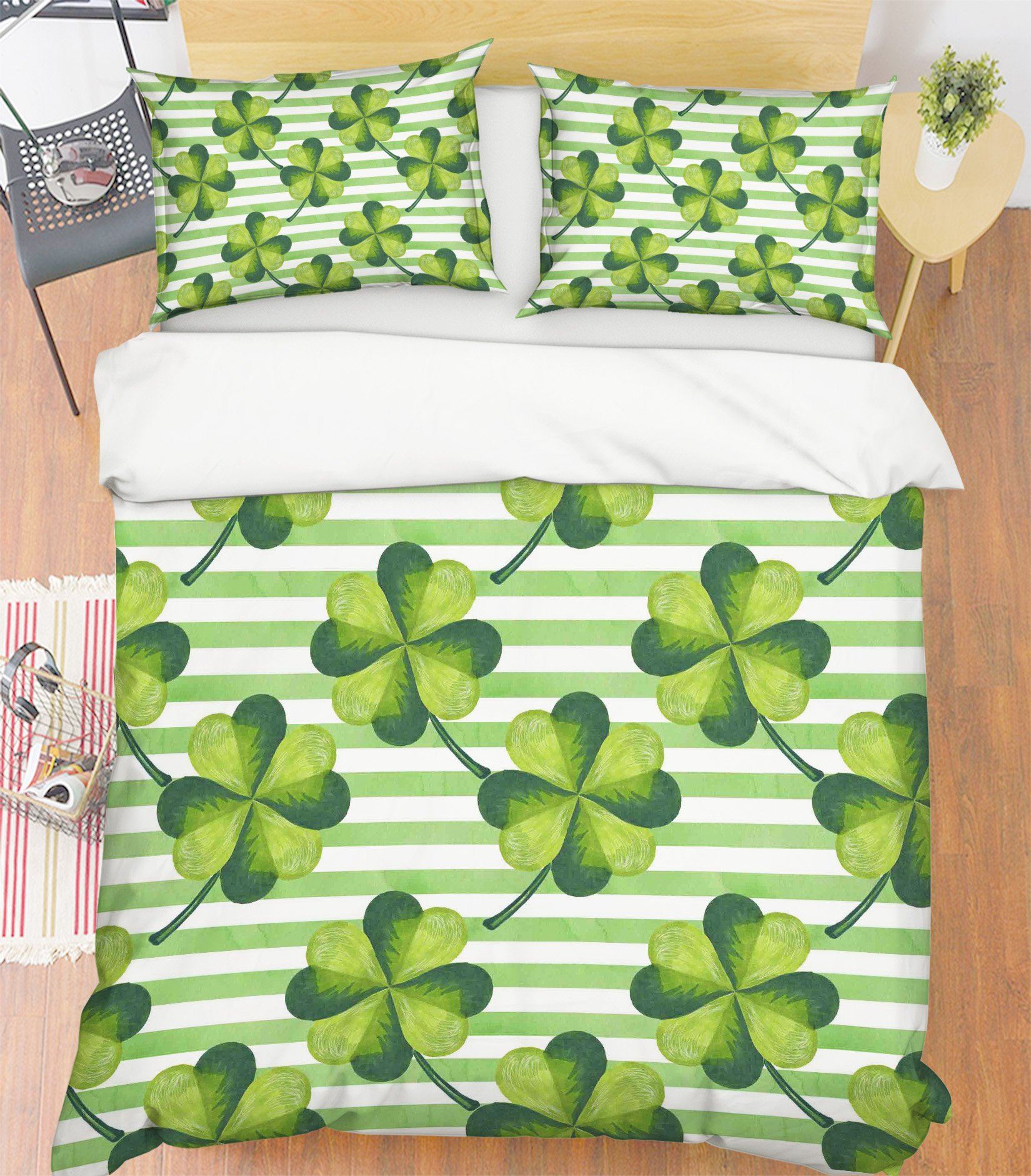 3D Four-Leaf Clover 246 Bed Pillowcases Quilt Wallpaper AJ Wallpaper